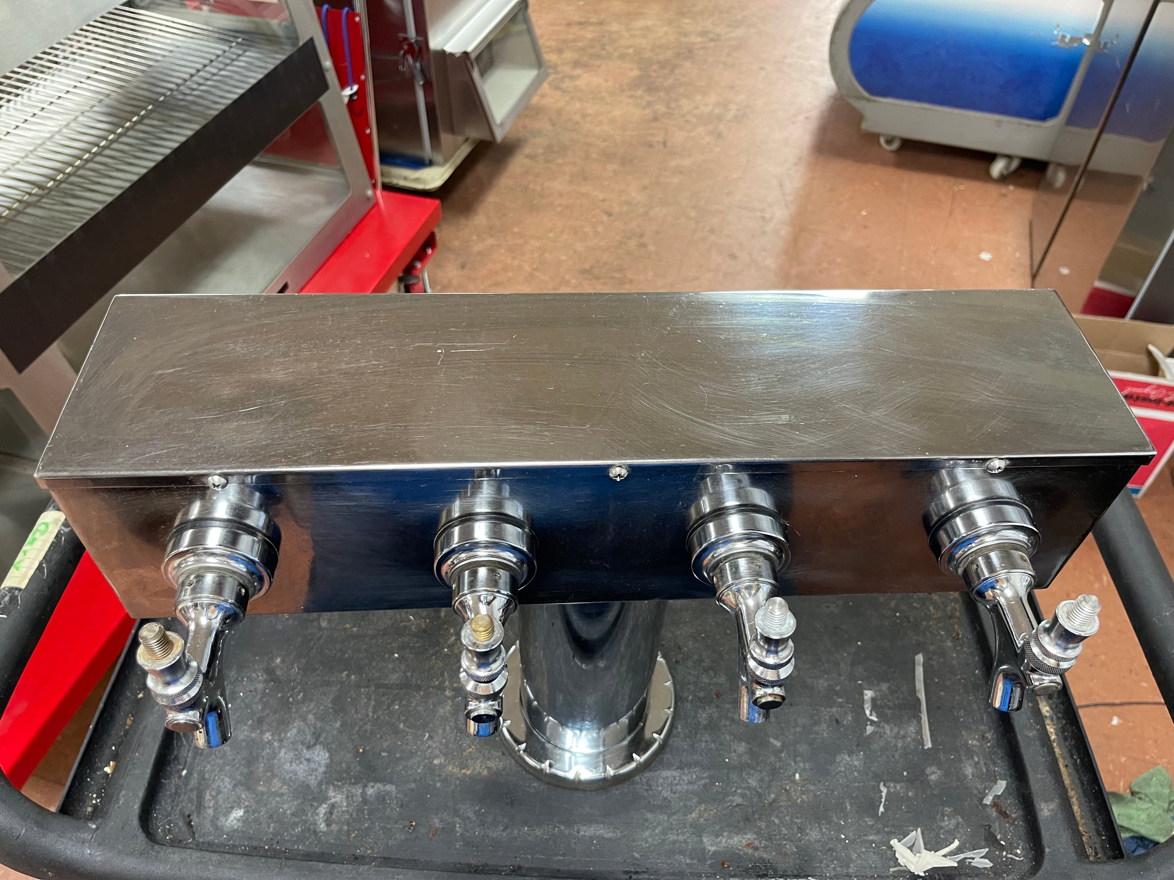 Used "T" Style Pedestal Draft Beer Tower Dispenser 4 Tap