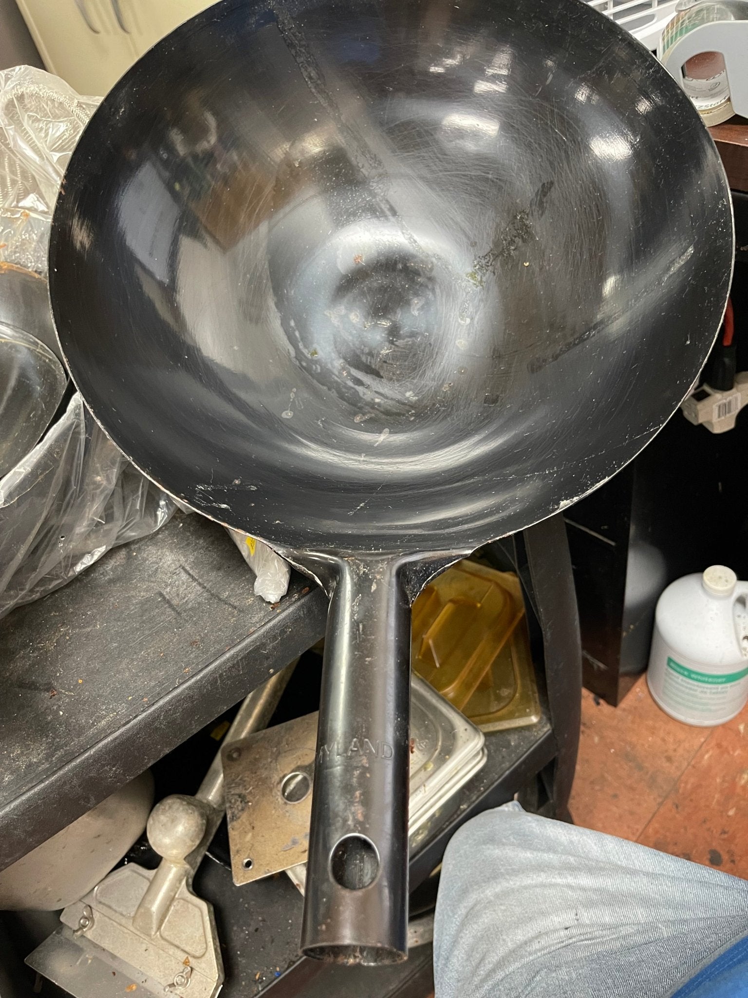 New Winco WOK - 36 16" Carbon Steel Japanese Style Wok with Welded Handle - Falcon Restaurant Supply - 1