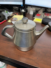 Used Stainless Steel Brushed finish 28oz. Gooseneck Teapot - Falcon Restaurant Supply - 1