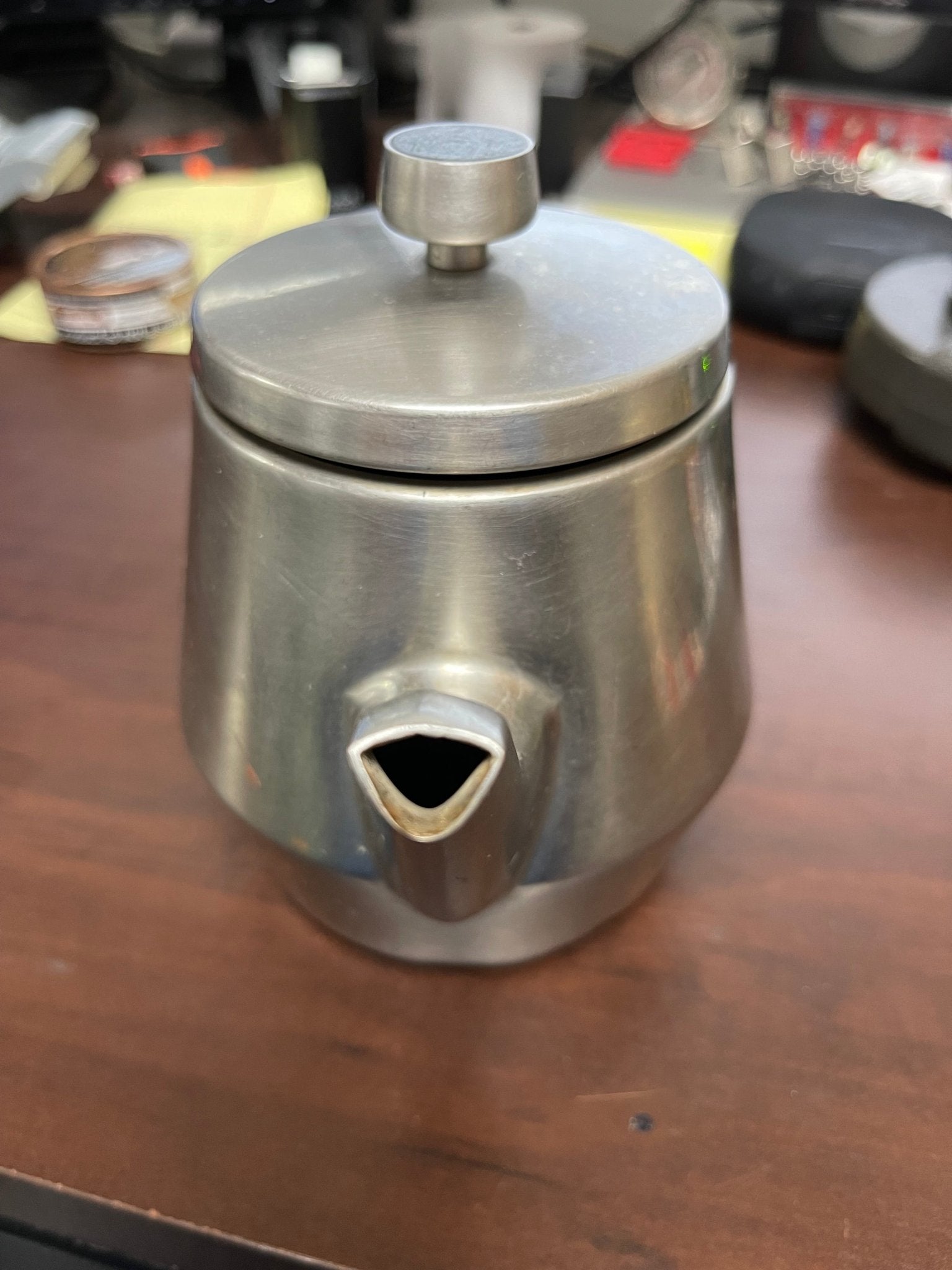 Used Stainless Steel Brushed finish 28oz. Gooseneck Teapot - Falcon Restaurant Supply - 2