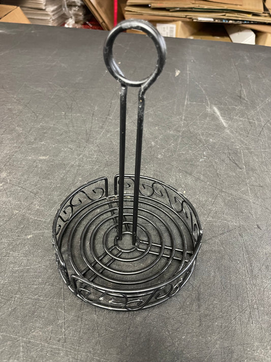 Used Winco WBKH-6R, Round Condiment Table Caddy, 6-1/4", Black Wire