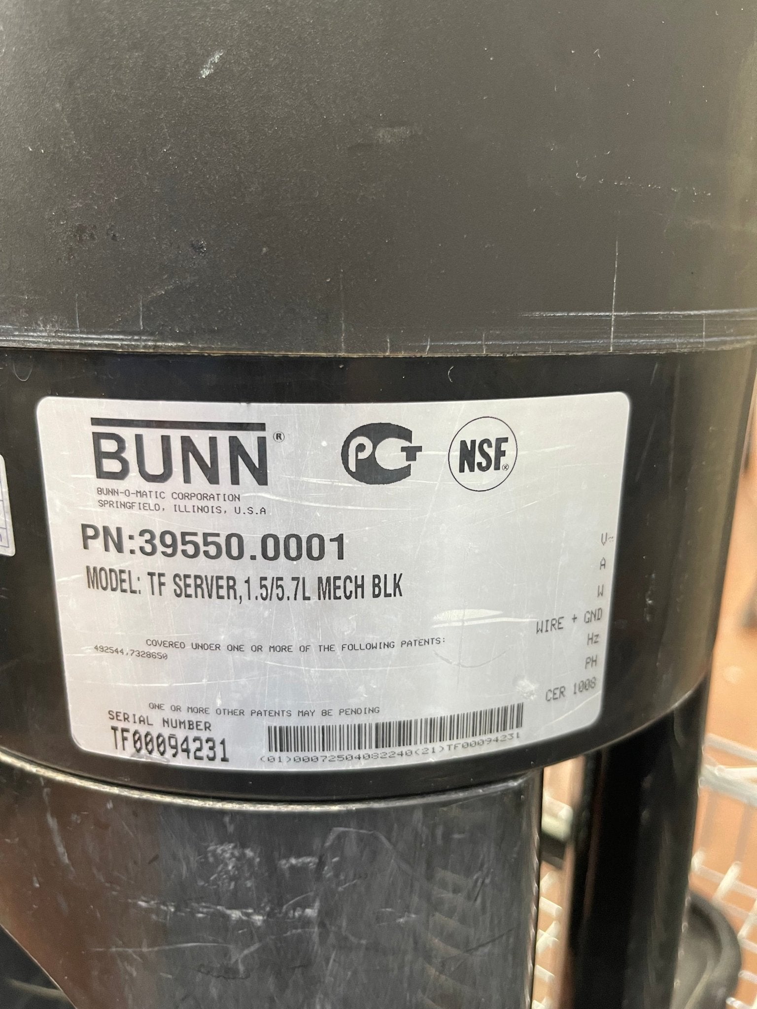 Used Bunn 1.5 Gallon Thermofresh Coffee Server Dispenser Black 39550.0001
