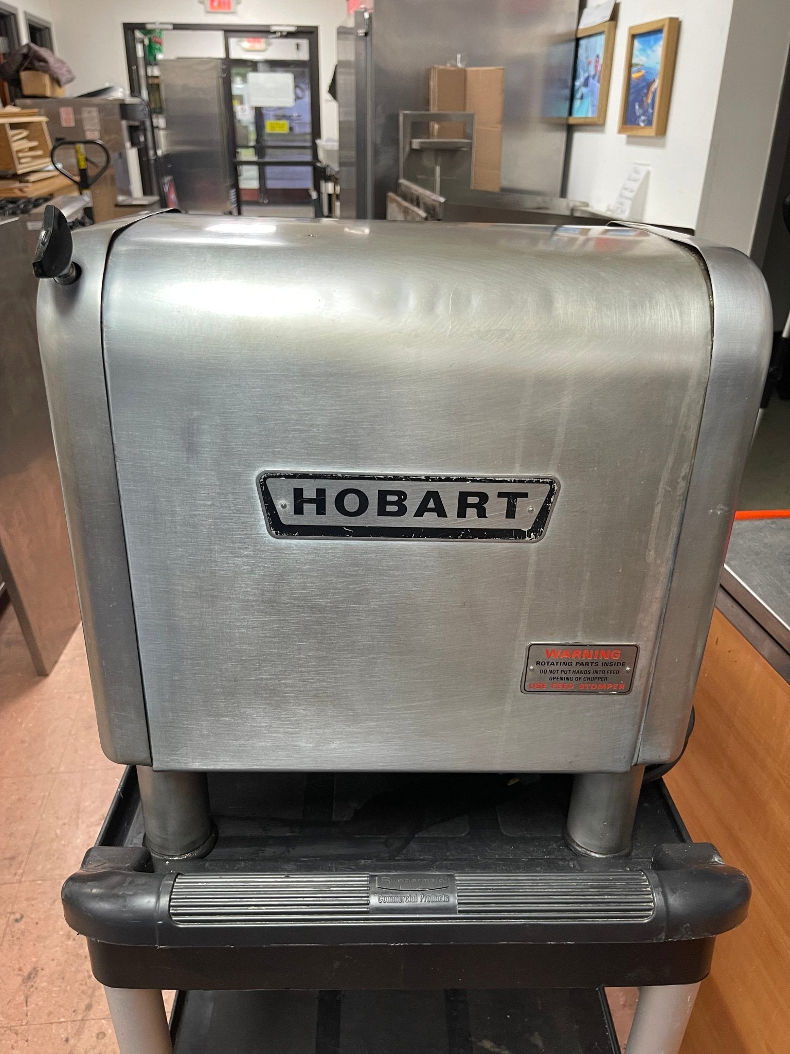 Used Hobart 4812 Commercial Meat Grinder Motor with Grinder and Slicer Attachments 120V - Falcon Restaurant Supply - 1