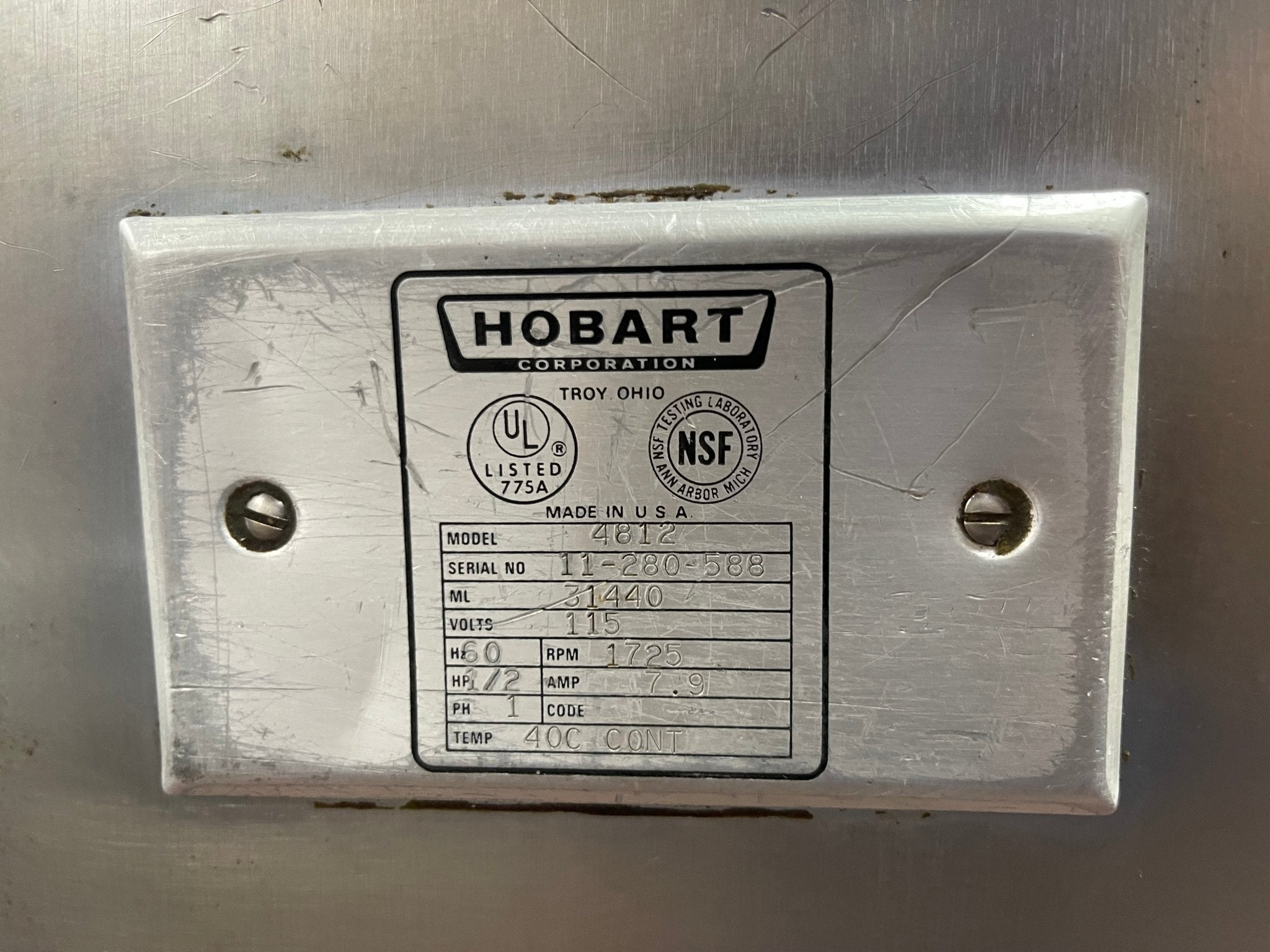 Used Hobart 4812 Commercial Meat Grinder Motor with Grinder and Slicer Attachments 120V - Falcon Restaurant Supply - 4