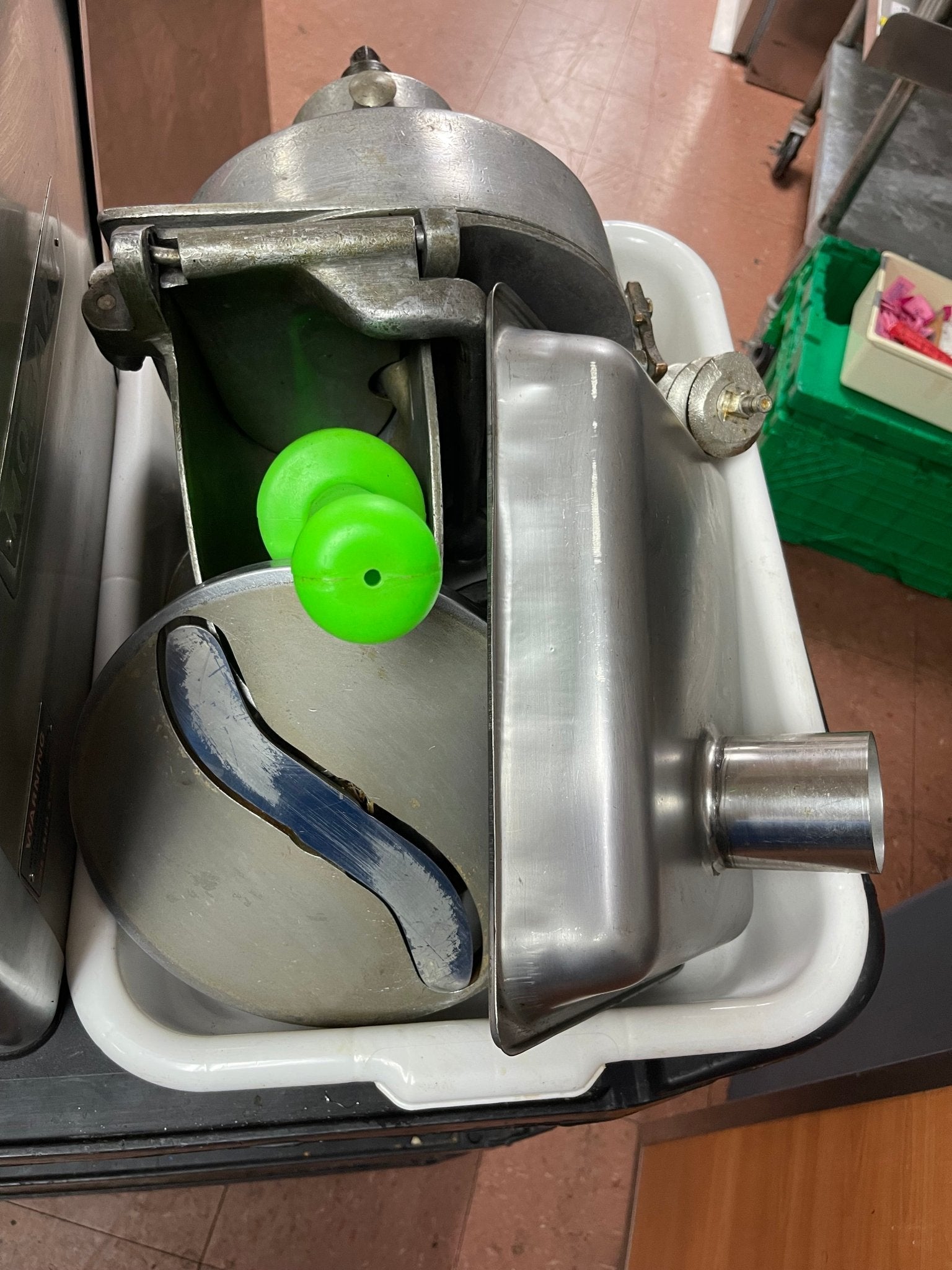 Used Hobart 4812 Commercial Meat Grinder Motor with Grinder and Slicer Attachments 120V - Falcon Restaurant Supply - 7