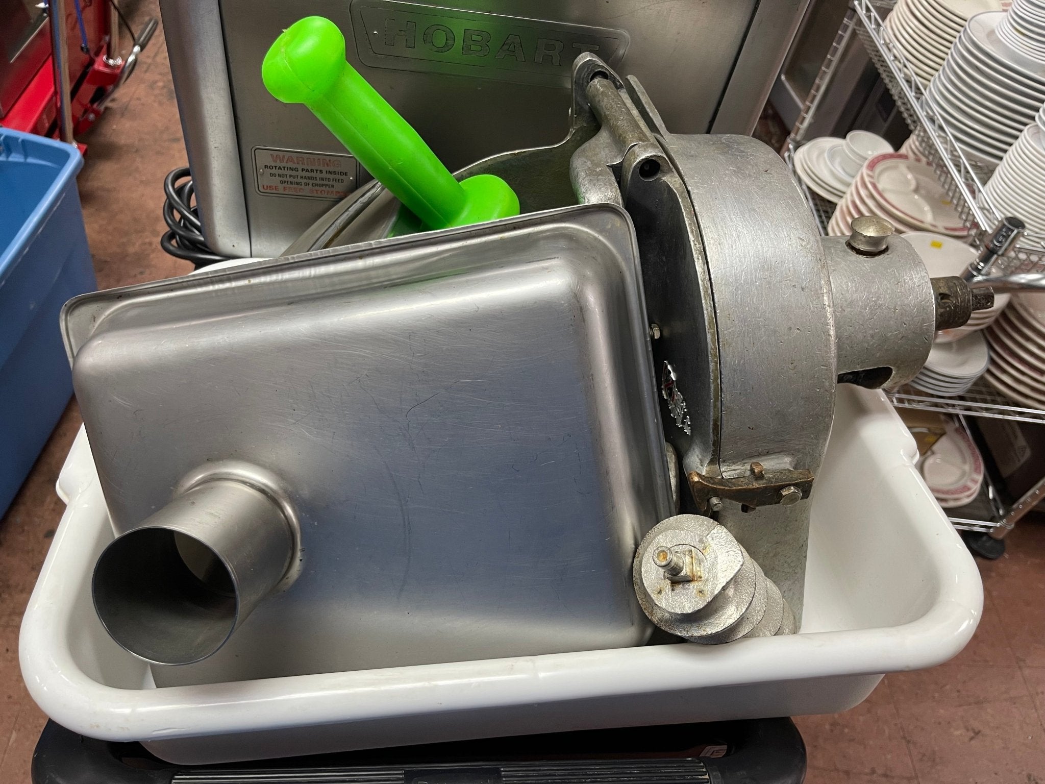 Used Hobart 4812 Commercial Meat Grinder Motor with Grinder and Slicer Attachments 120V