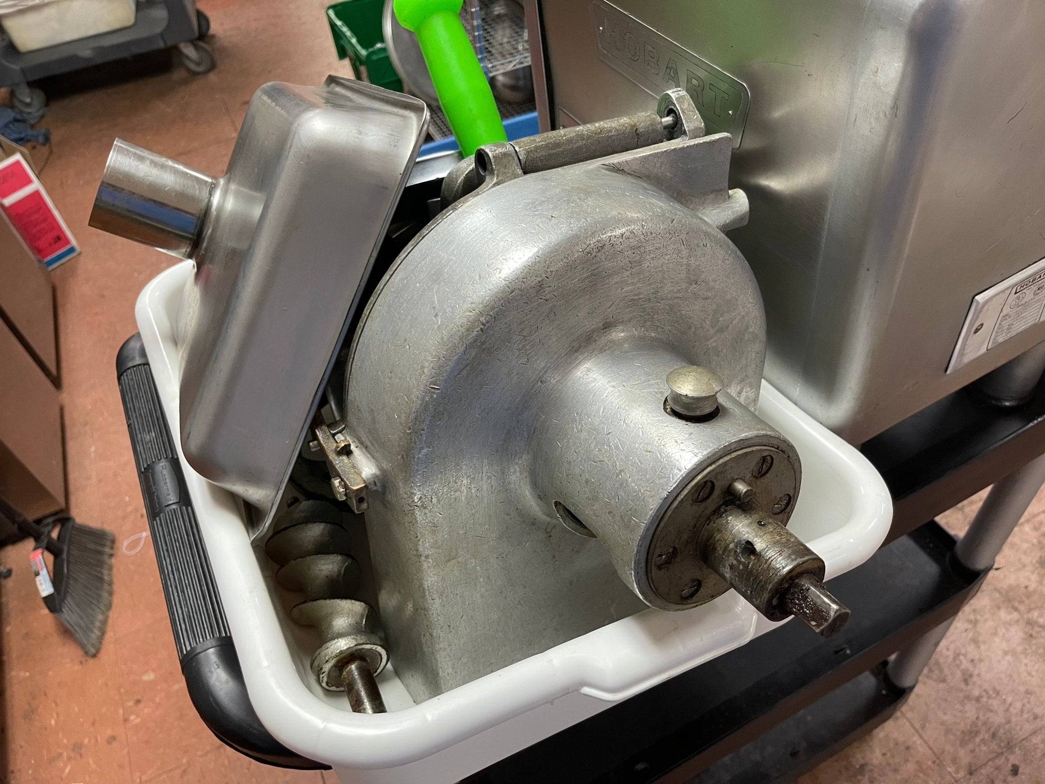 Used Hobart 4812 Commercial Meat Grinder Motor with Grinder and Slicer Attachments 120V