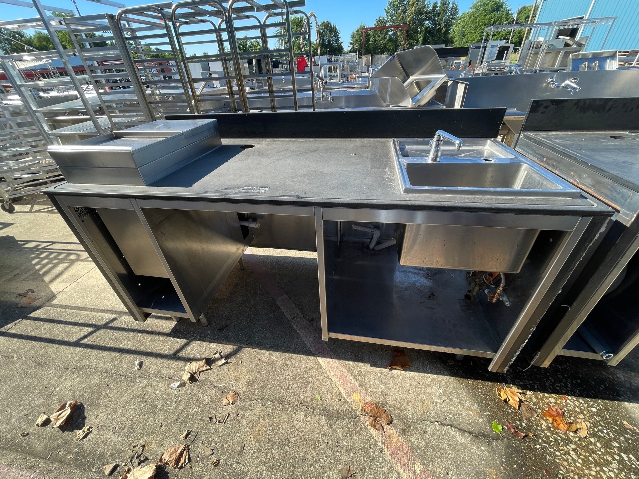 Used 78" BSI Custom Built Composite Table with Sink and Ice Bin - SS6 - Falcon Restaurant Supply - 1
