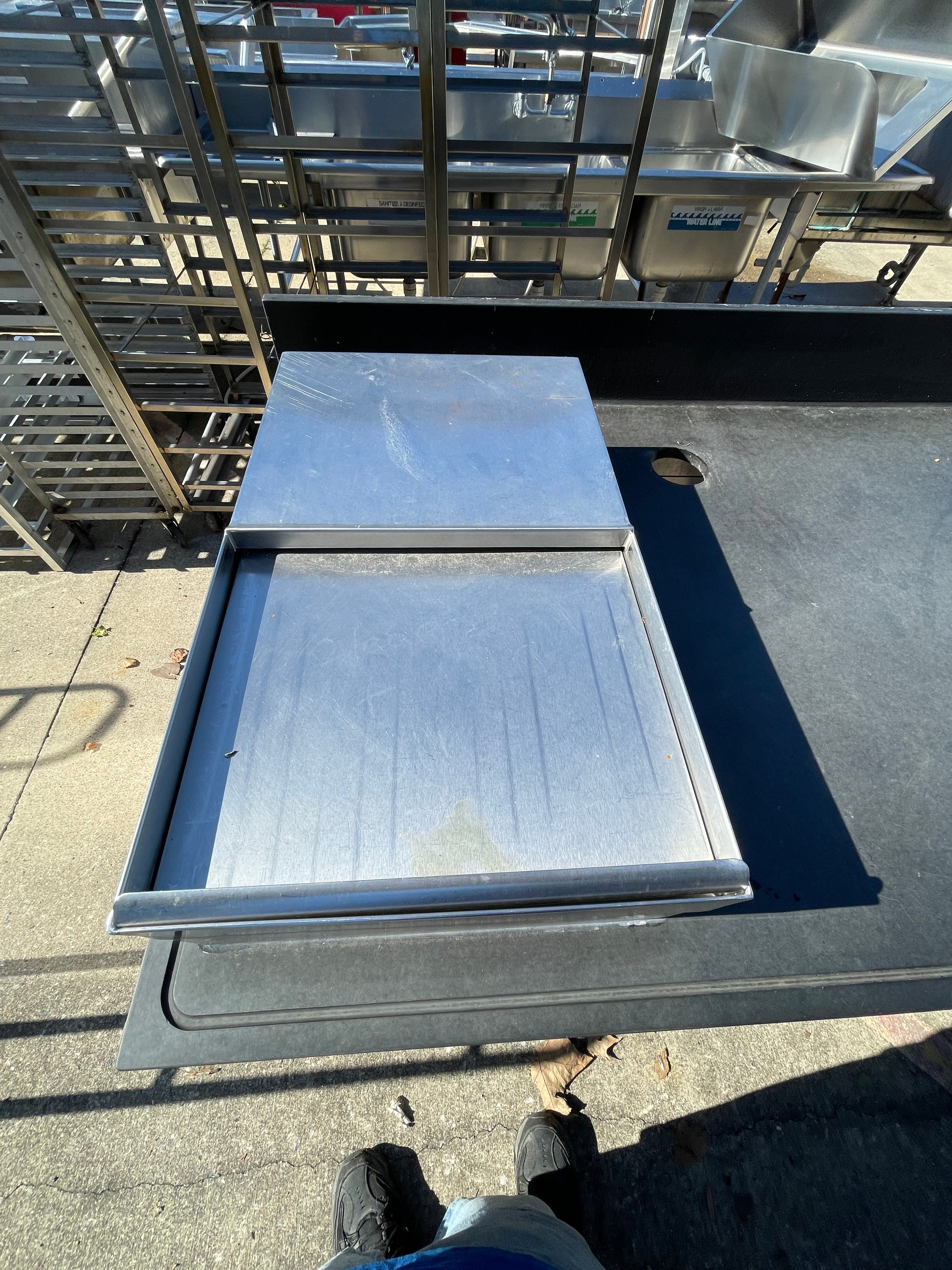 Used 78" BSI Custom Built Composite Table with Sink and Ice Bin - SS6