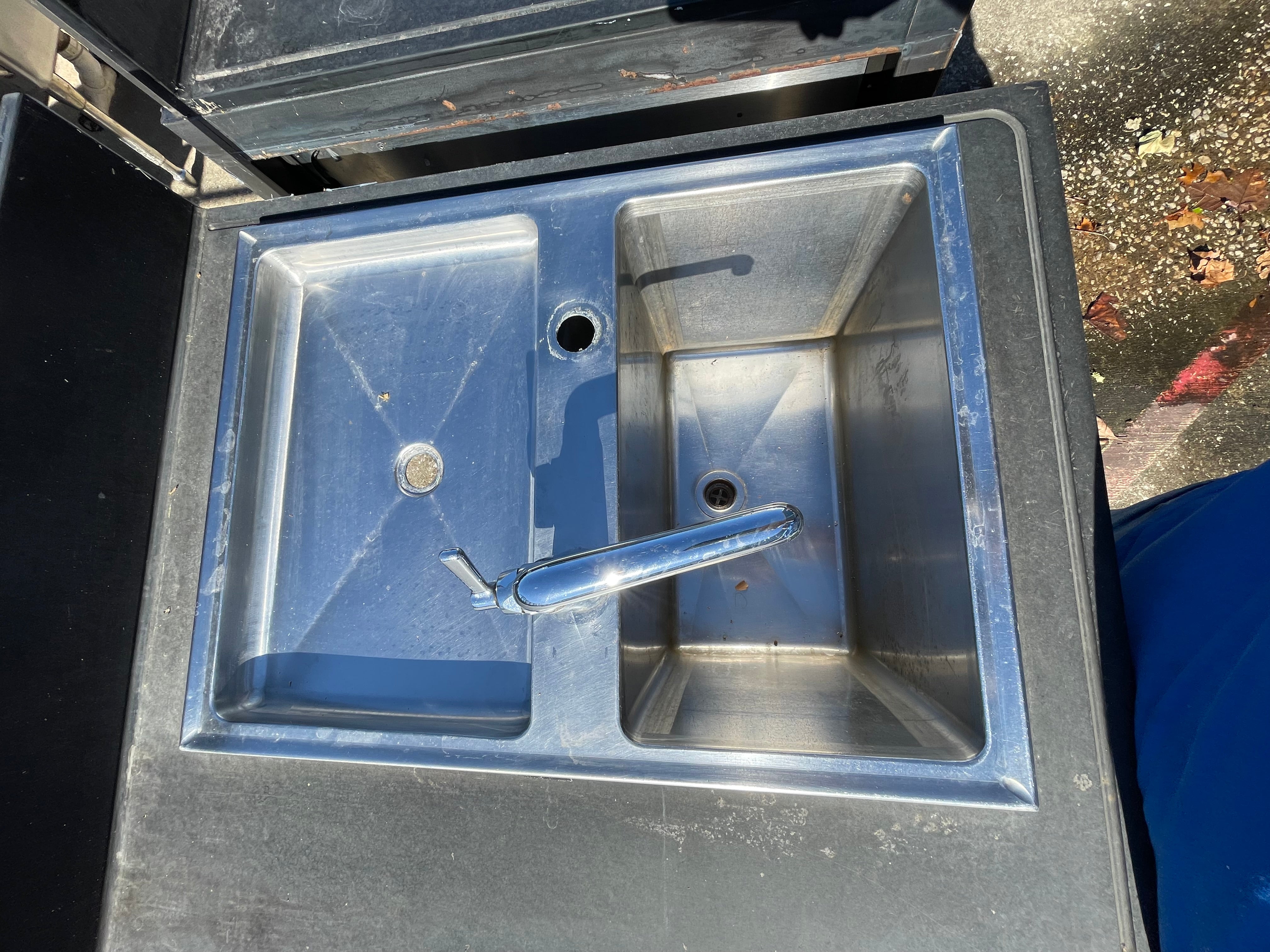 Used 78" BSI Custom Built Composite Table with Sink and Ice Bin - SS6