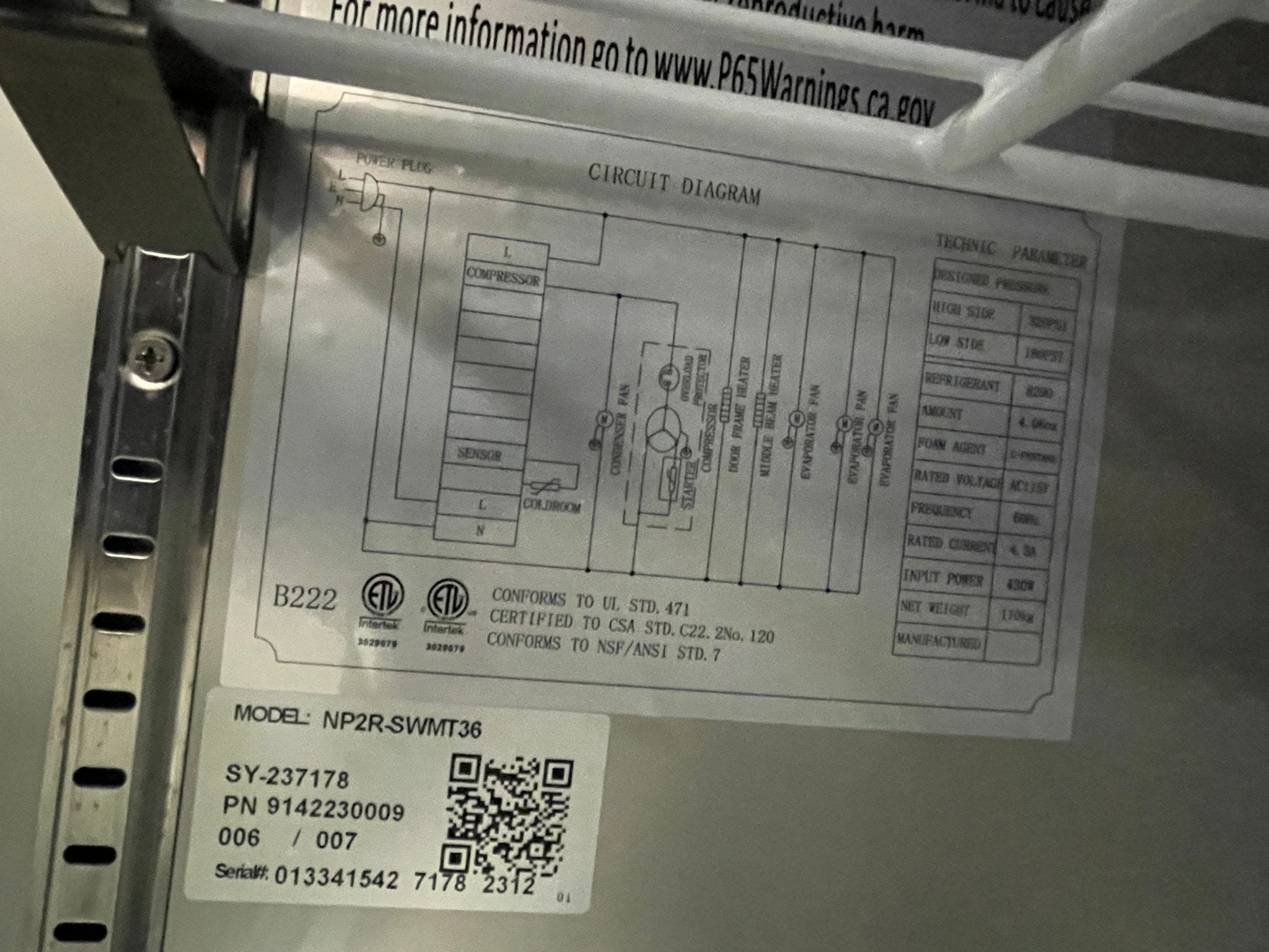 New Norpole NP2R - SWMT36 Mega Top Sandwich / Salad Unit Refrigerated Counter - Falcon Restaurant Supply - 6