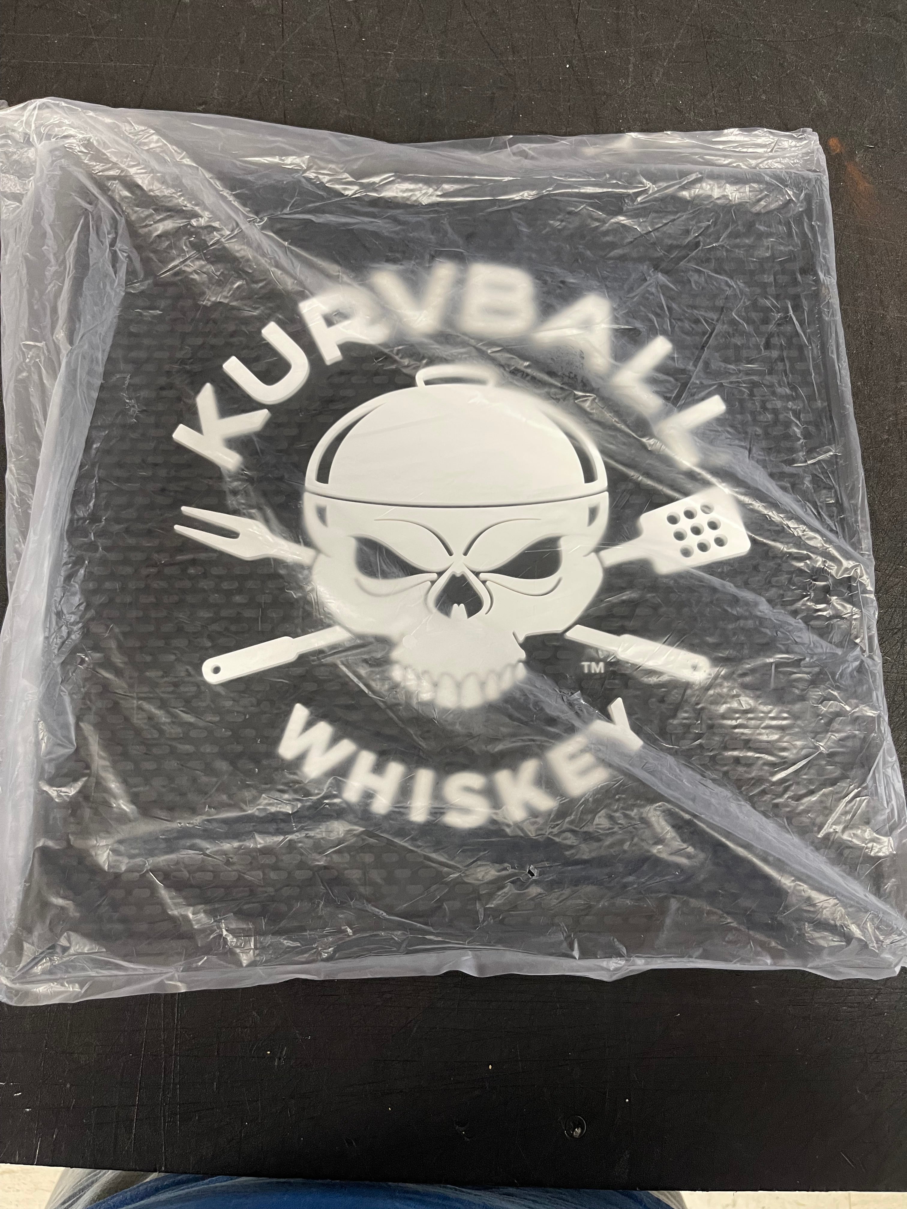 New Kurvball Barbecue Whiskey Bar Drip Mat 14" X 14" - Shir
