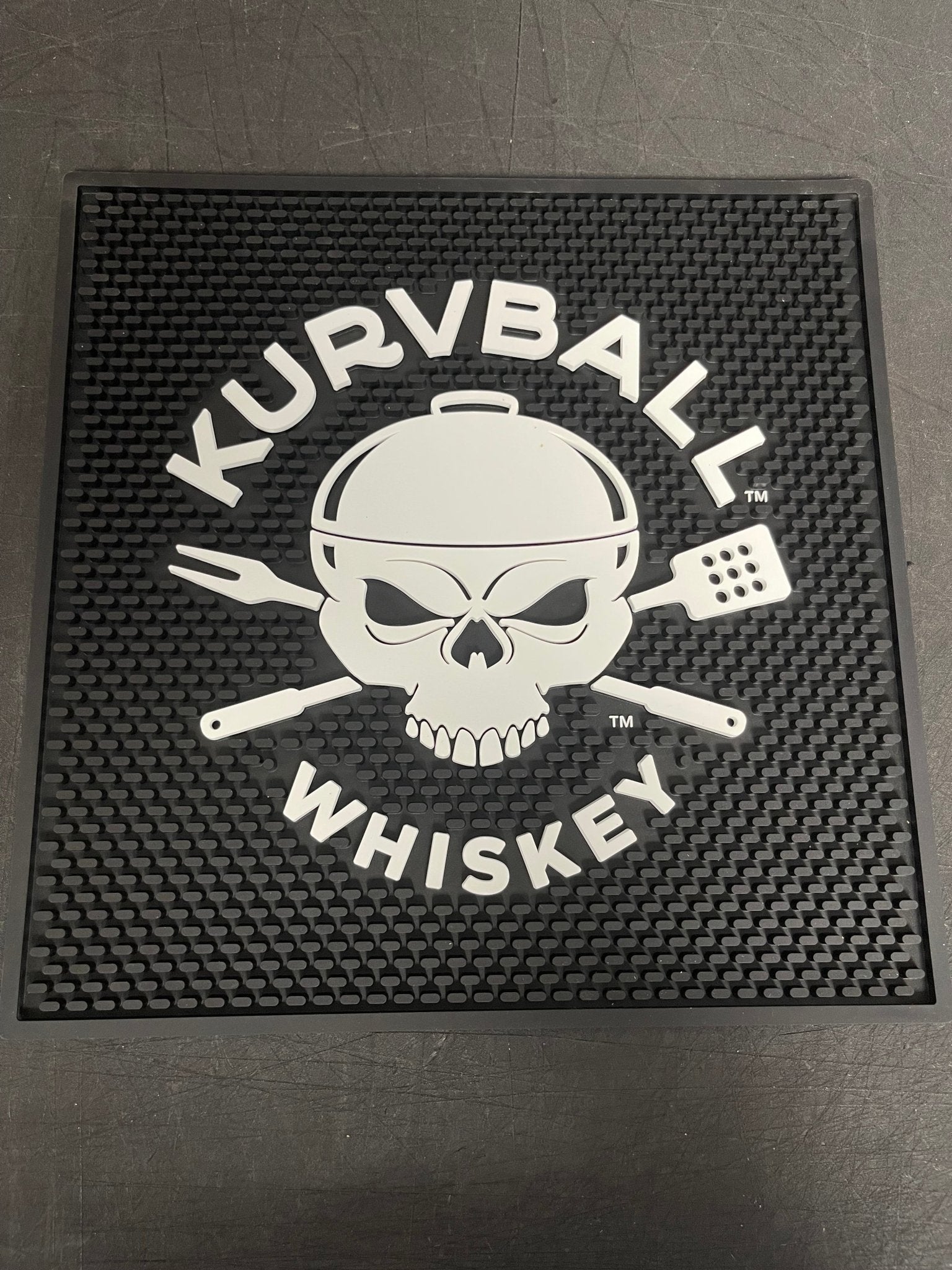 New Kurvball Barbecue Whiskey Bar Drip Mat 14" X 14" - Shir - Falcon Restaurant Supply - 1