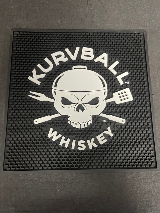 New Kurvball Barbecue Whiskey Bar Drip Mat 14" X 14" - Shir