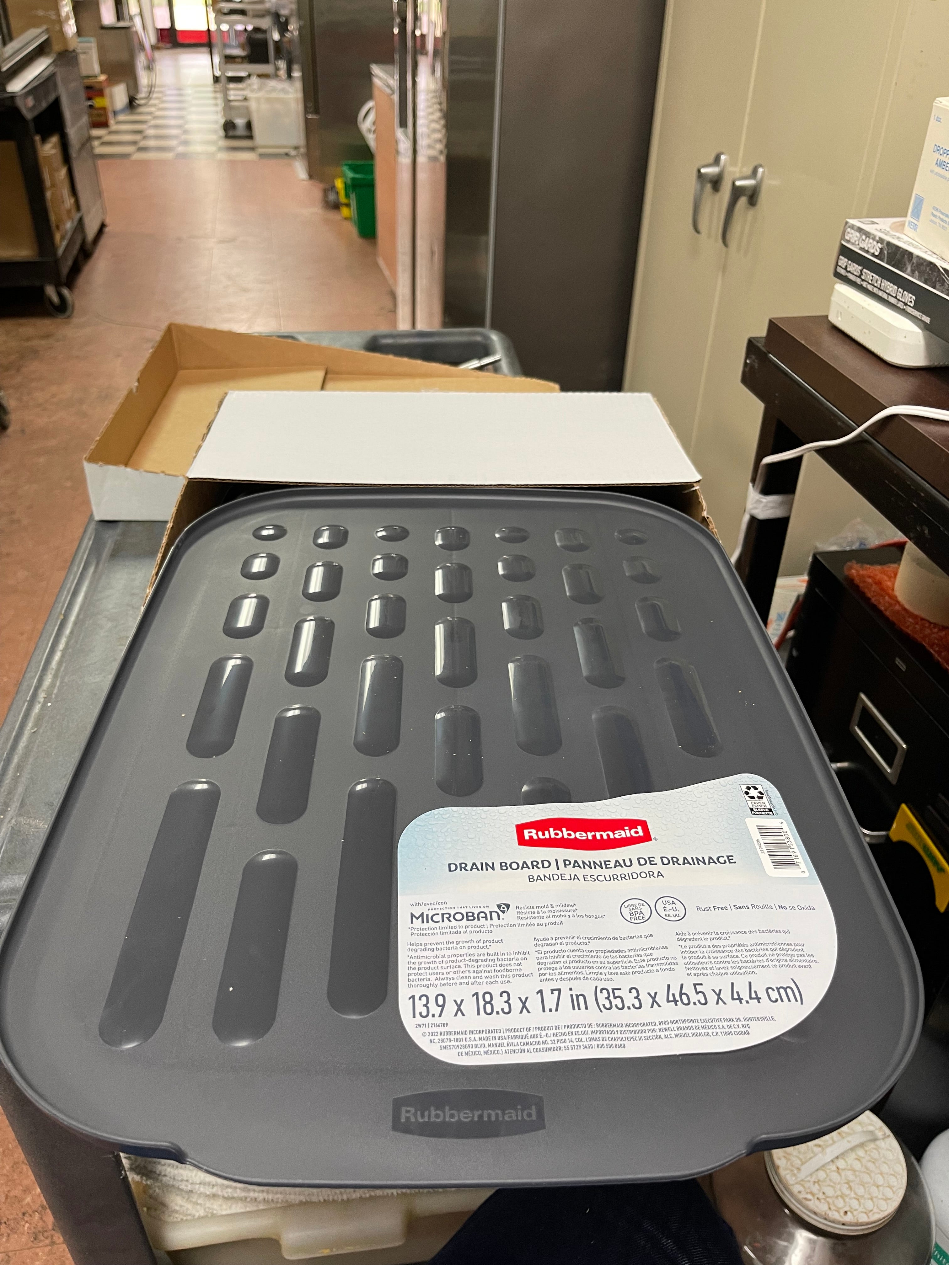 New Rubbermaid 2166709 Antimicrobial Dish Drain Drying Board for Sink