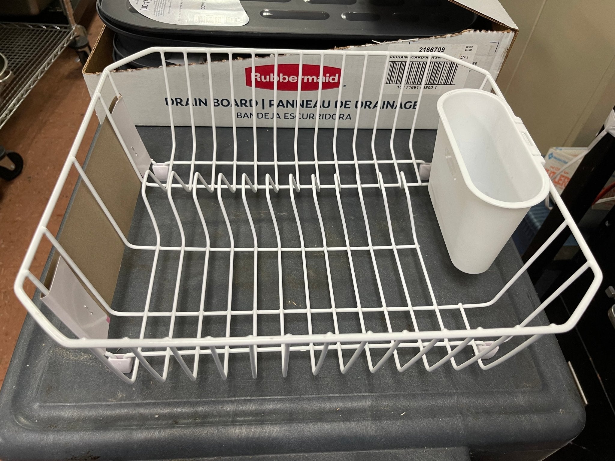New Rubbermaid 6008 White Twin Sink Small Microban Dish Drainer Drying Rack - Falcon Restaurant Supply - 1