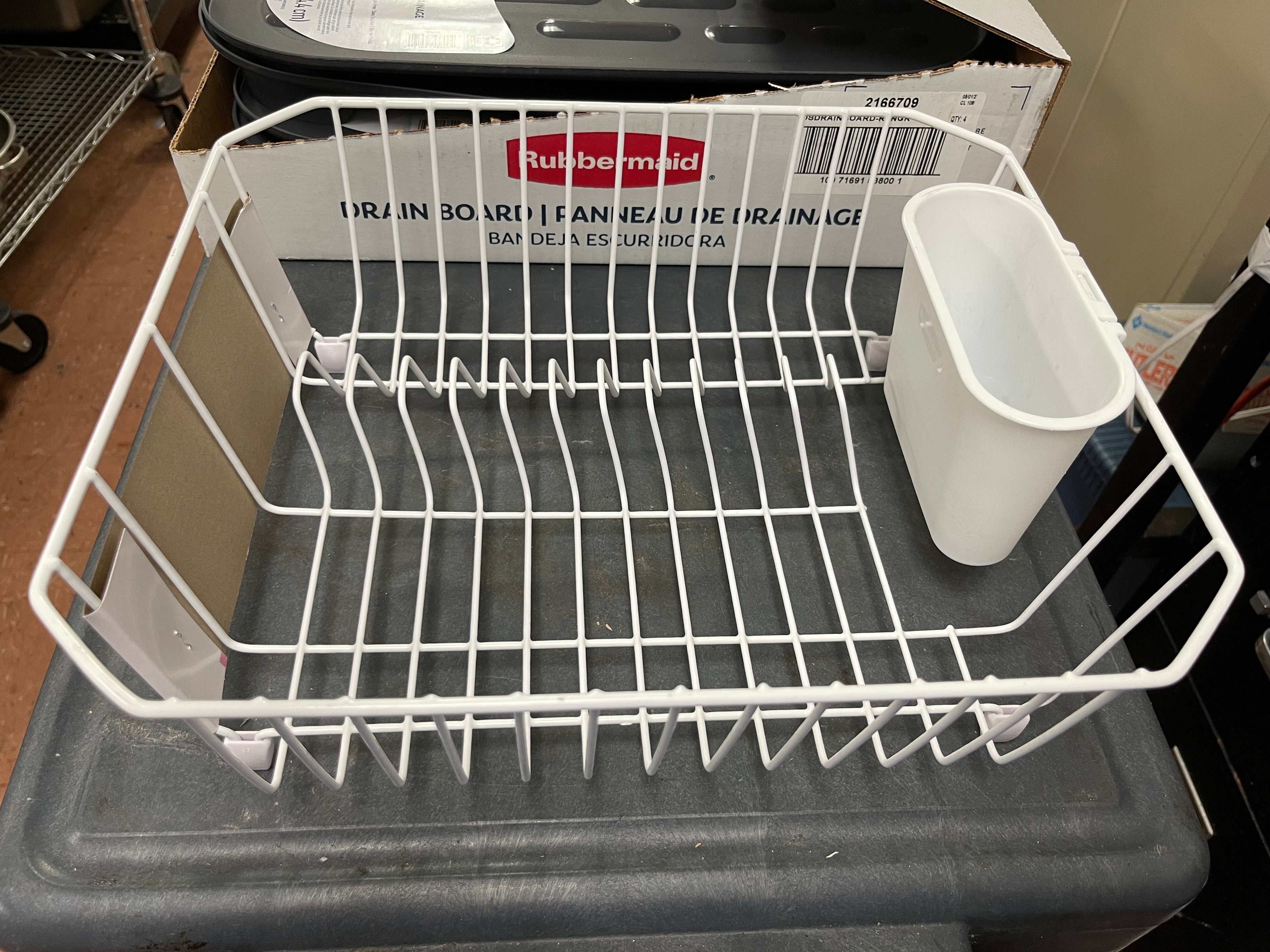 New Rubbermaid 6008 White Twin Sink Small Microban Dish Drainer Drying Rack