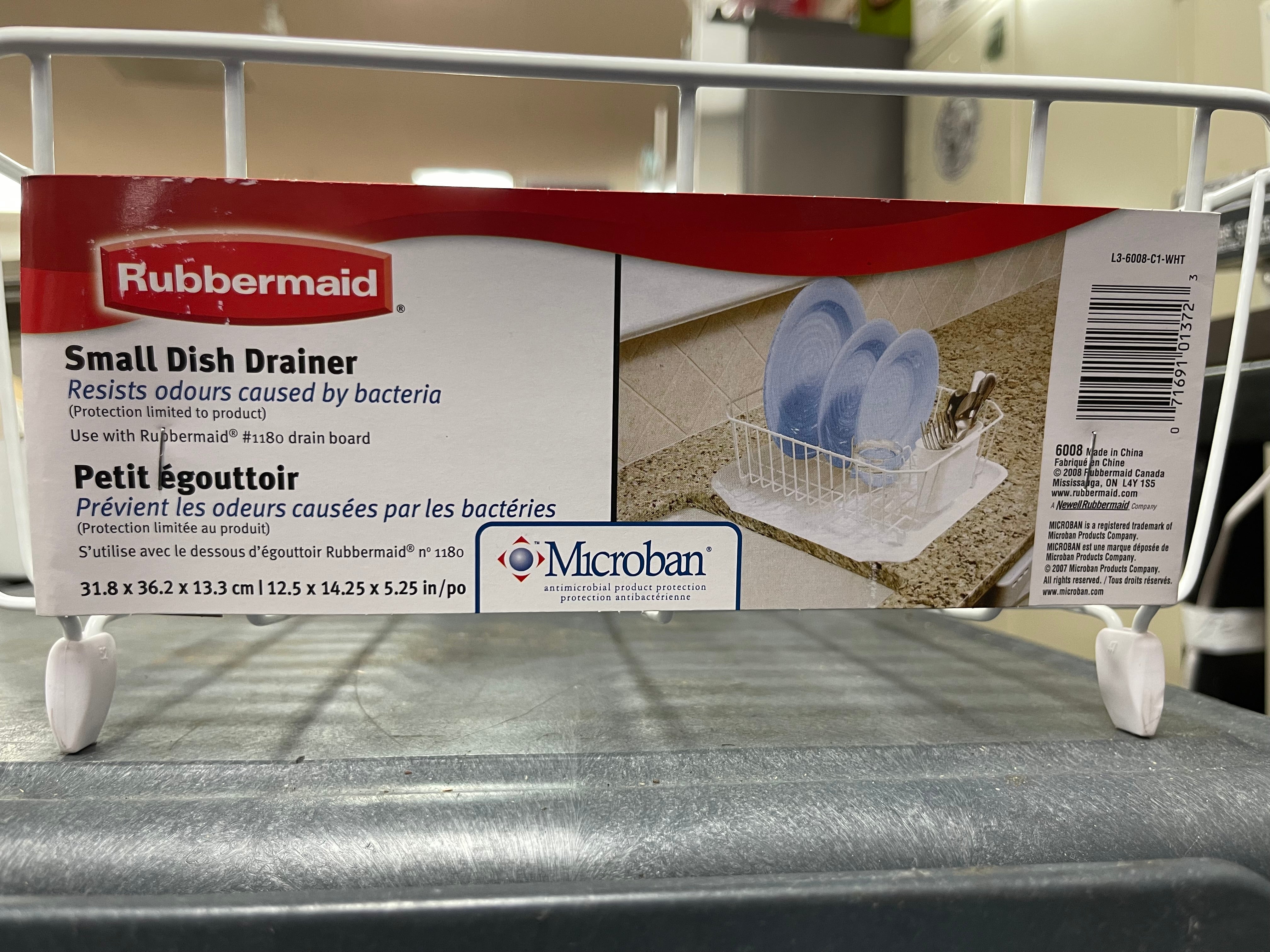 New Rubbermaid 6008 White Twin Sink Small Microban Dish Drainer Drying Rack