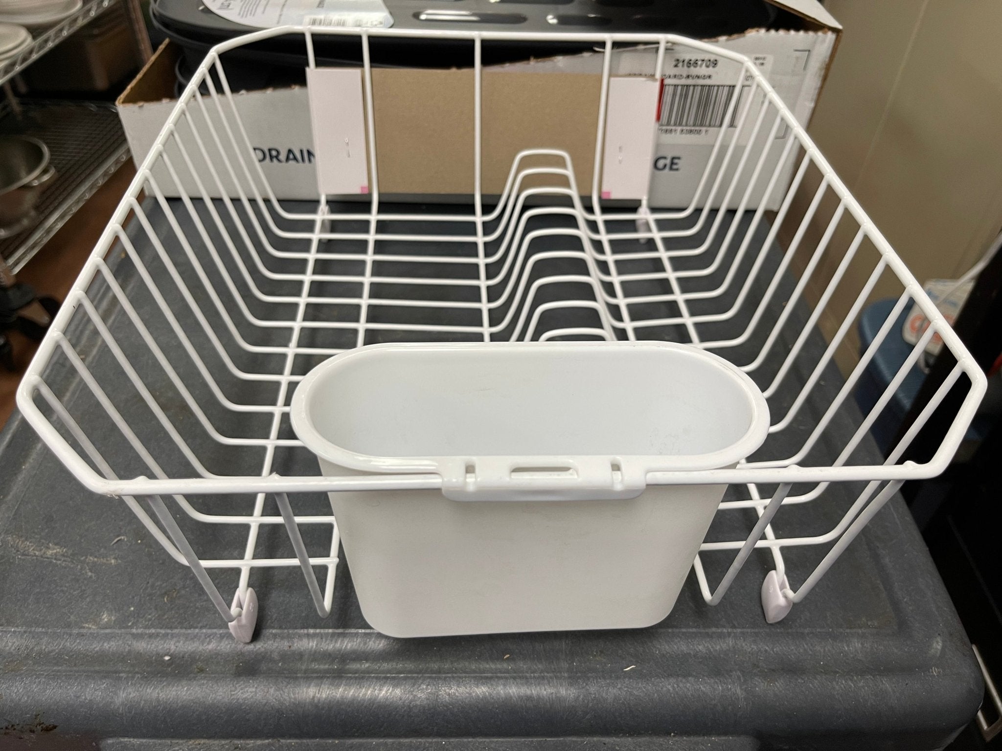 New Rubbermaid 6008 White Twin Sink Small Microban Dish Drainer Drying Rack - Falcon Restaurant Supply - 3