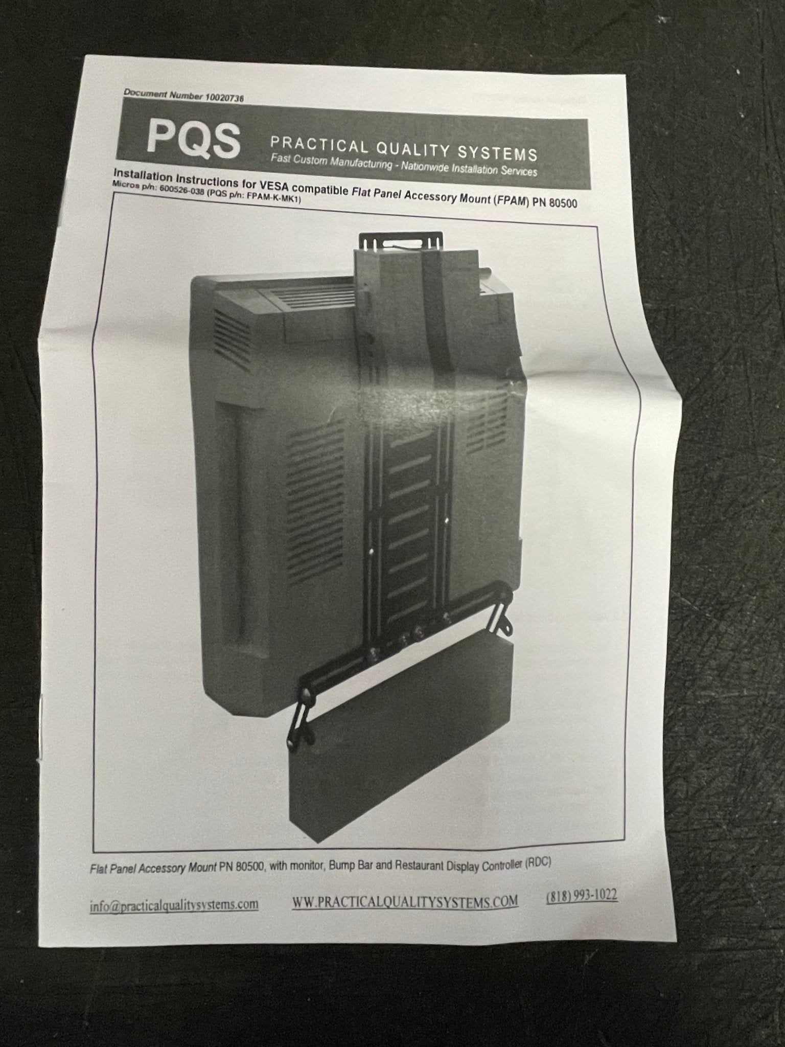 New Oracle 600526-038 Flat Panel Accessory Mount for Kitchen Display Systems