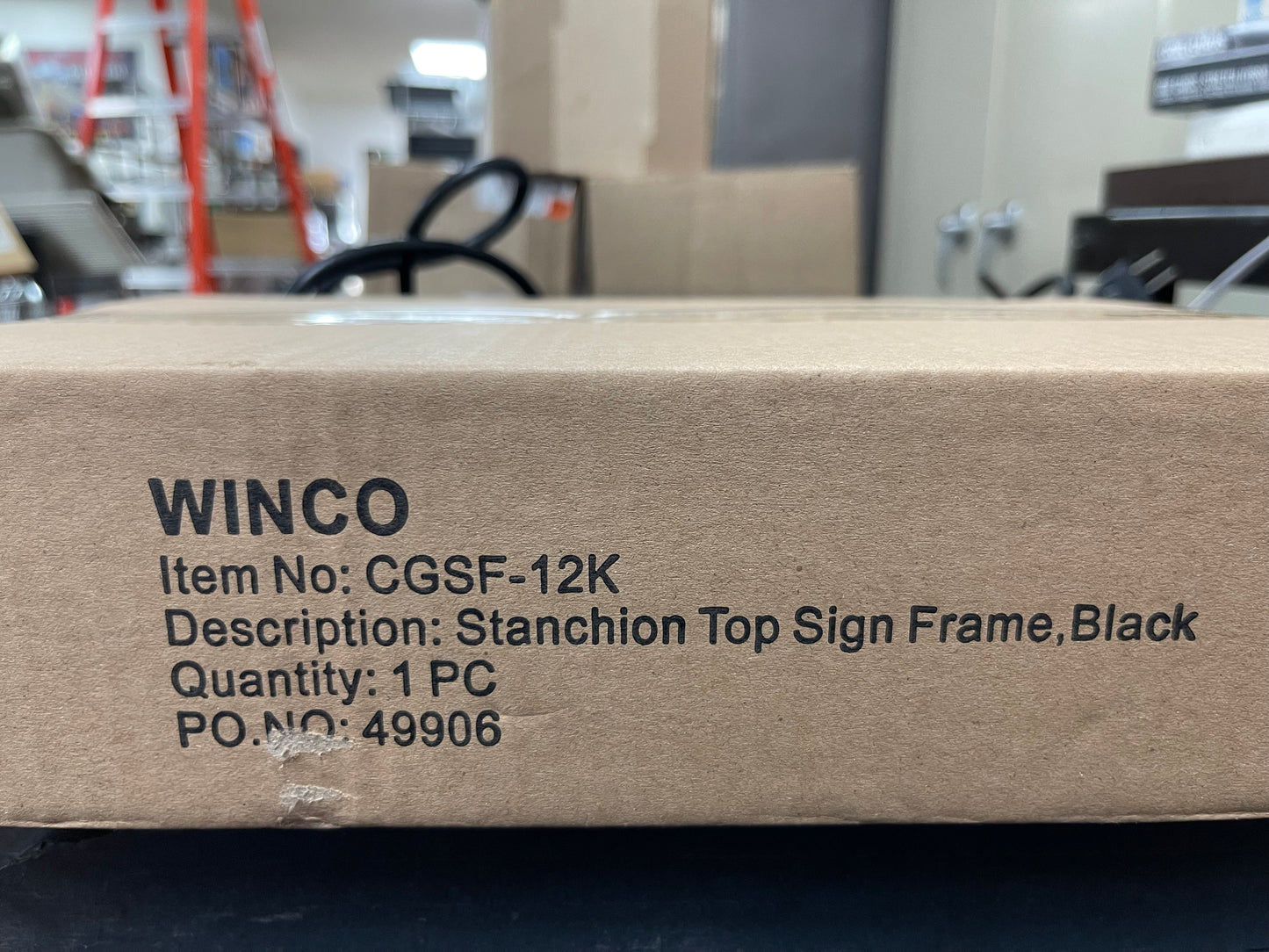 New Winco CGSF-12K Black Stainless Steel Stanchion Top Sign Frame