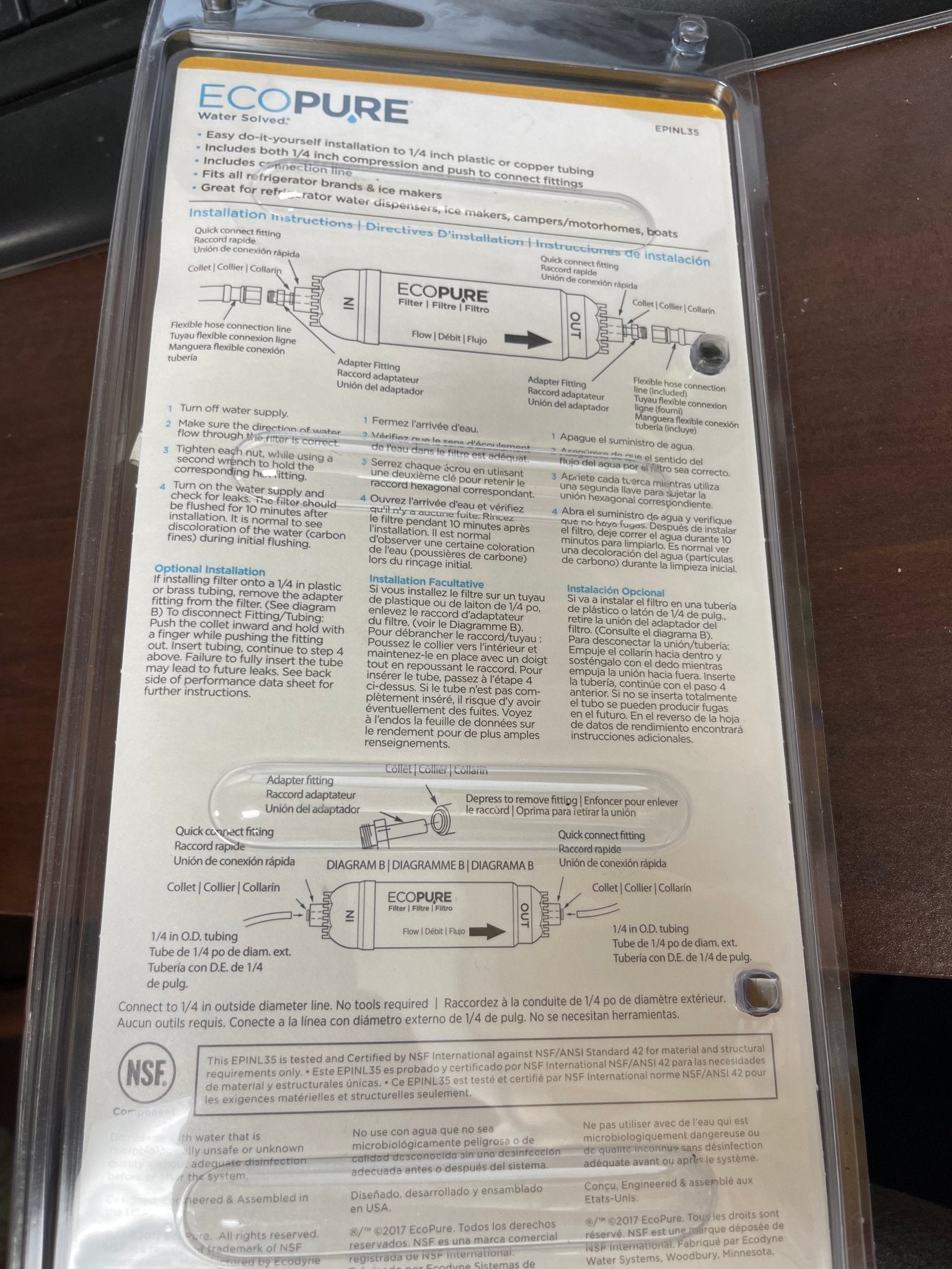 New EcoPure EPINL35 5 Year in - Line Refrigerator Water Filter - Falcon Restaurant Supply - 4