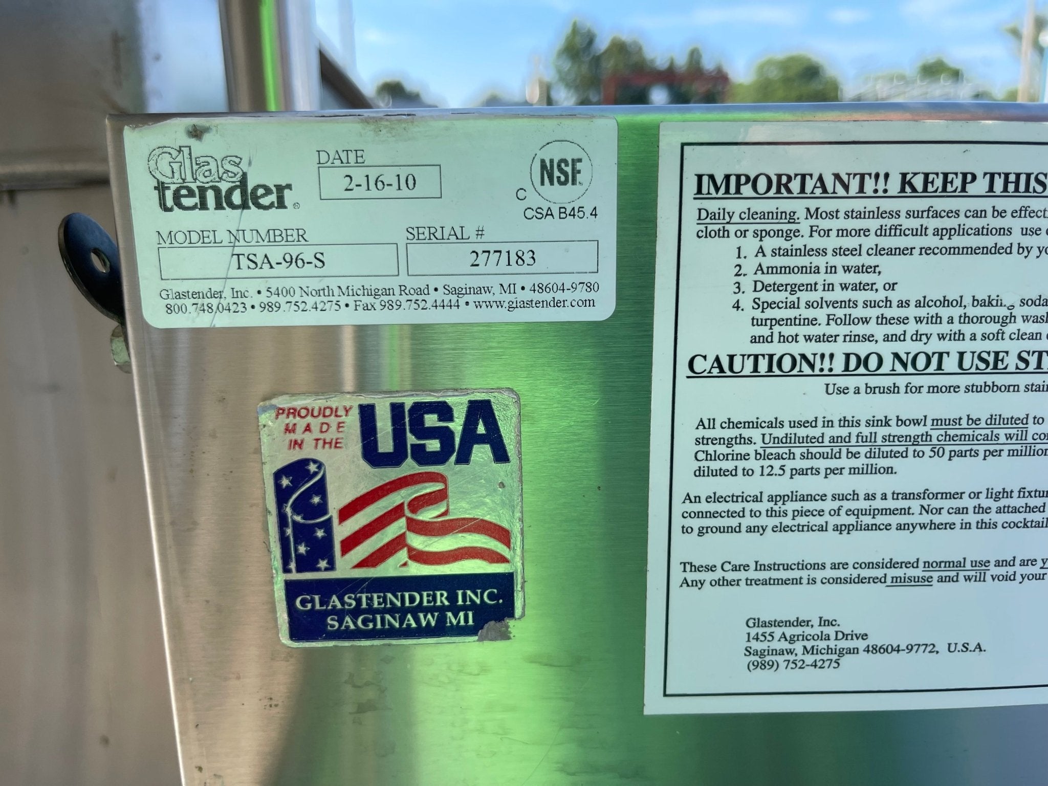 Used 96" Glastender TSA - 96 - S Underbar Stainless Sink Unit Three Compartment - SS2 - Falcon Restaurant Supply - 5