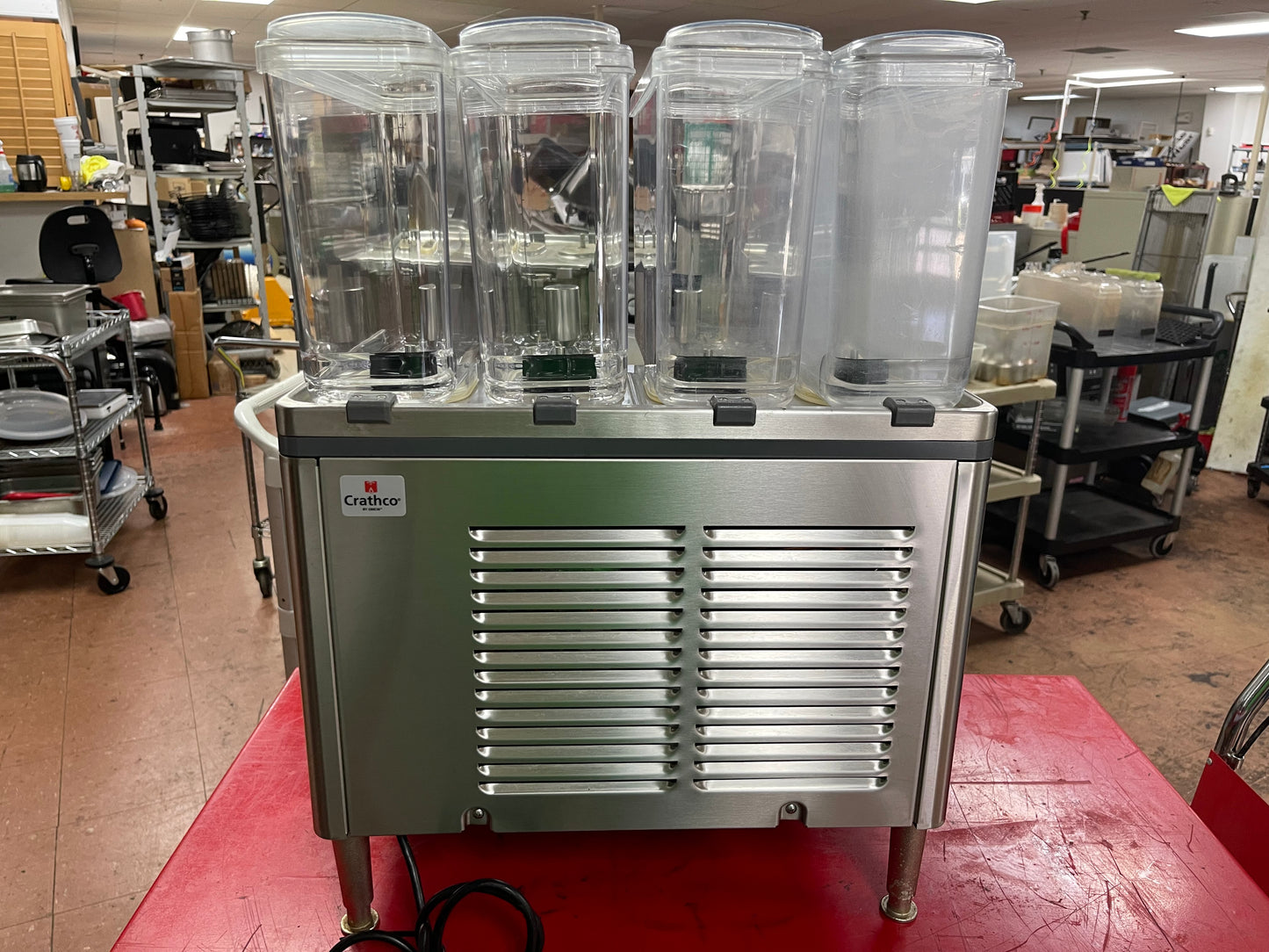 Used Crathco CS-4E Classic Bubbler Series Quad 2.4 Gallon Stainless Steel Refrigerated Drink Dispenser