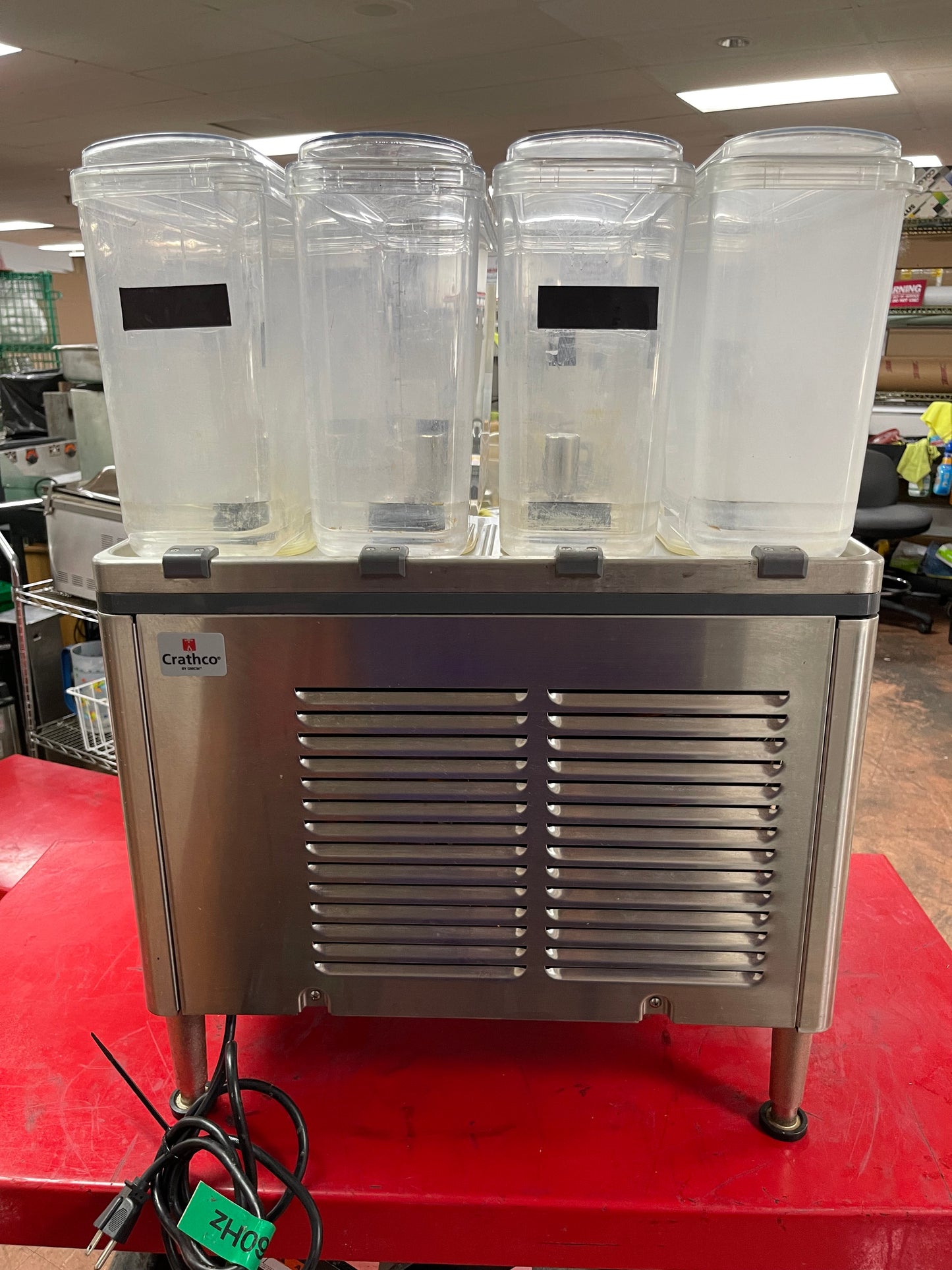 Used Crathco CS-4E Classic Bubbler Series Quad 2.4 Gallon Stainless Steel Refrigerated Drink Dispenser