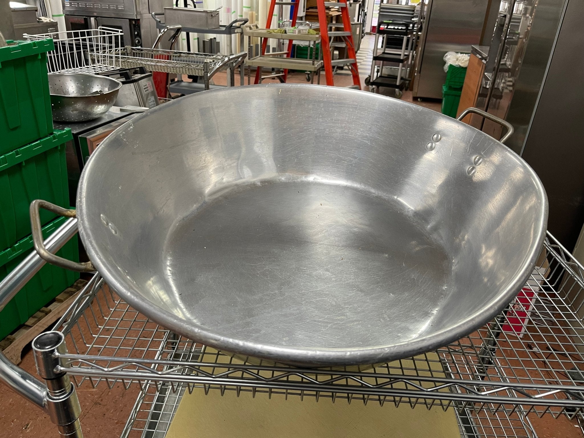 Used 27"X 7" Aluminum Mixing Bowl with Handles - Falcon Restaurant Supply - 1