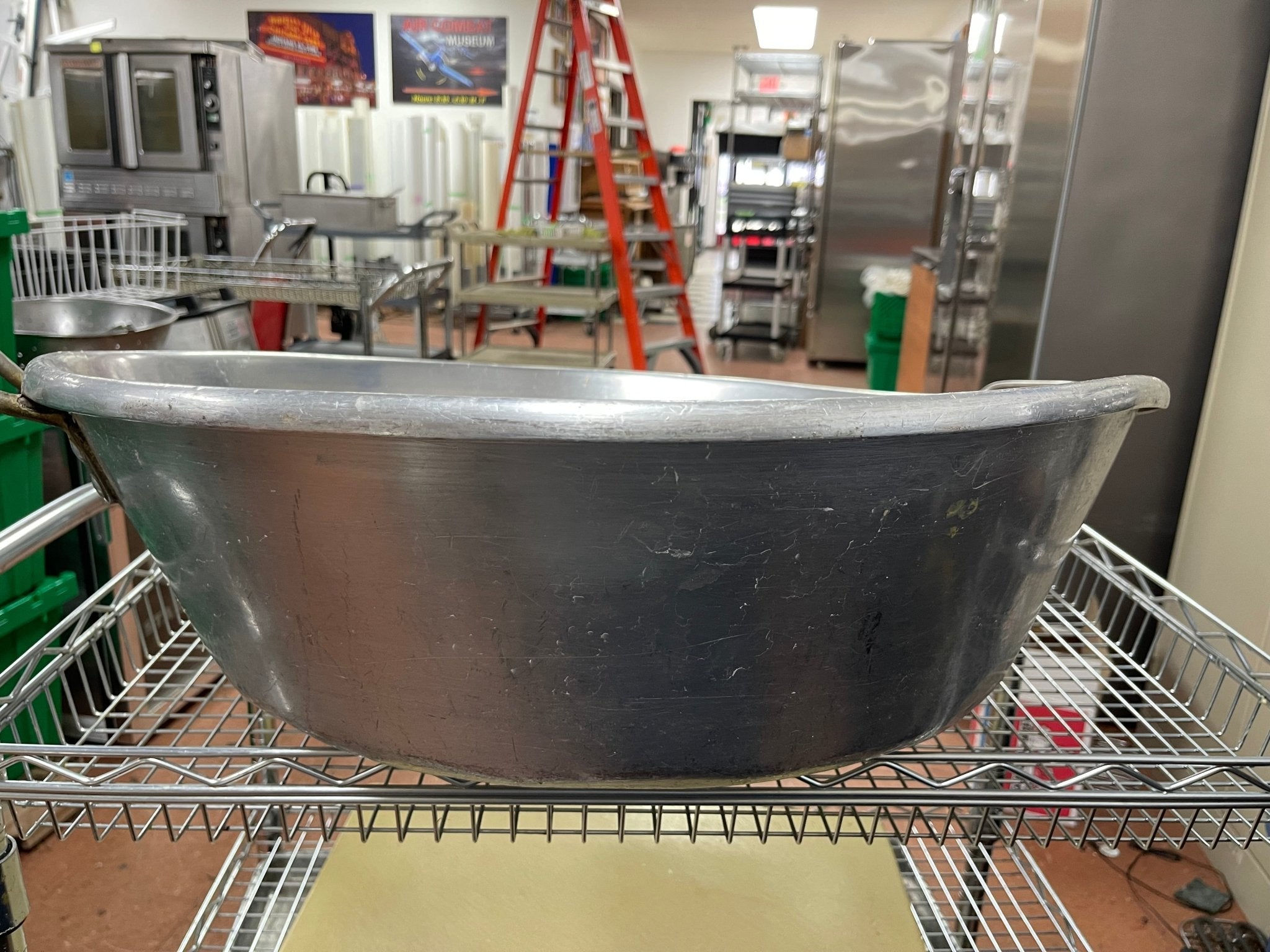 Used 27"X 7" Aluminum Mixing Bowl with Handles - Falcon Restaurant Supply - 2