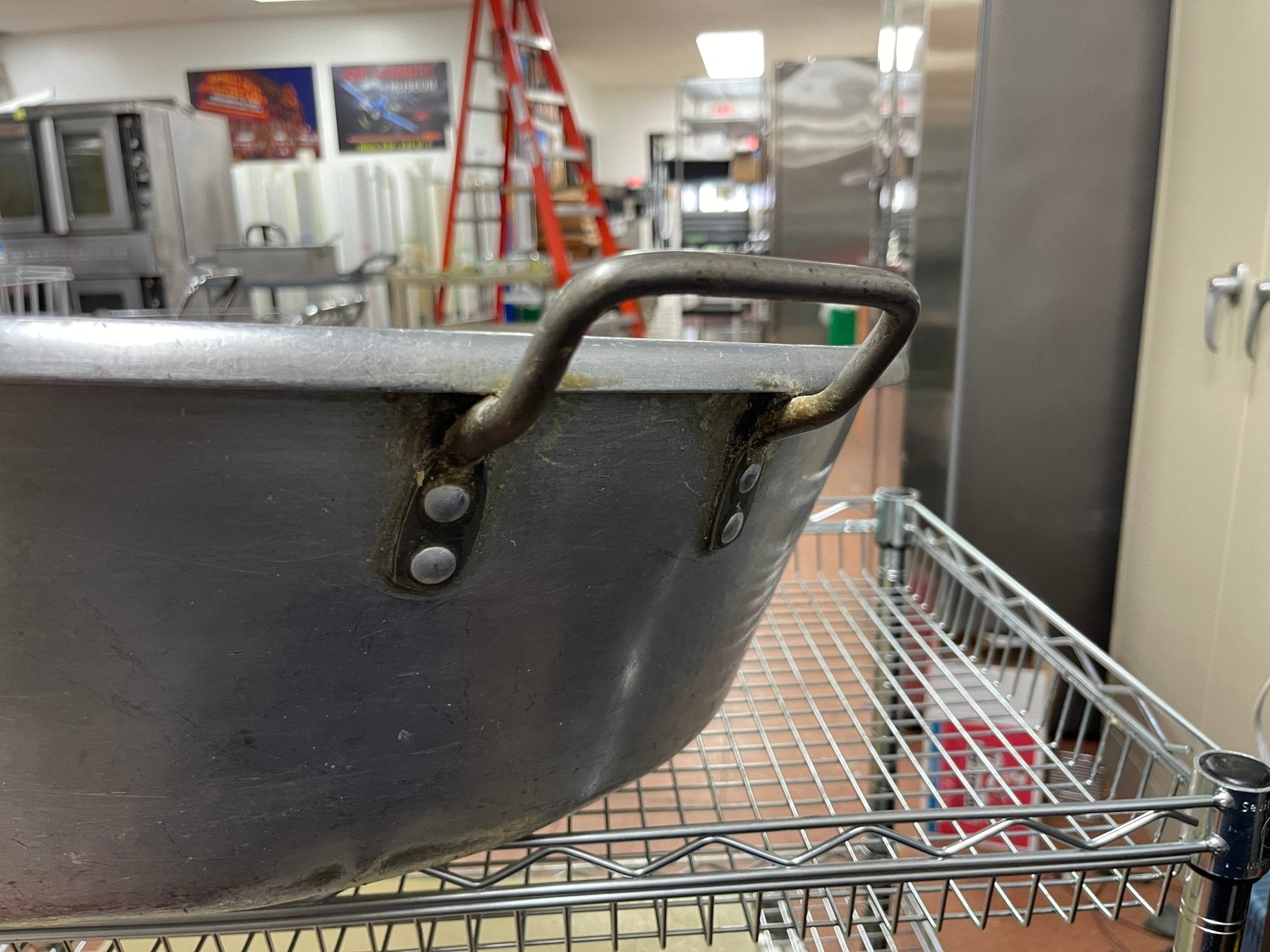 Used 27"X 7" Aluminum Mixing Bowl with Handles - Falcon Restaurant Supply - 3