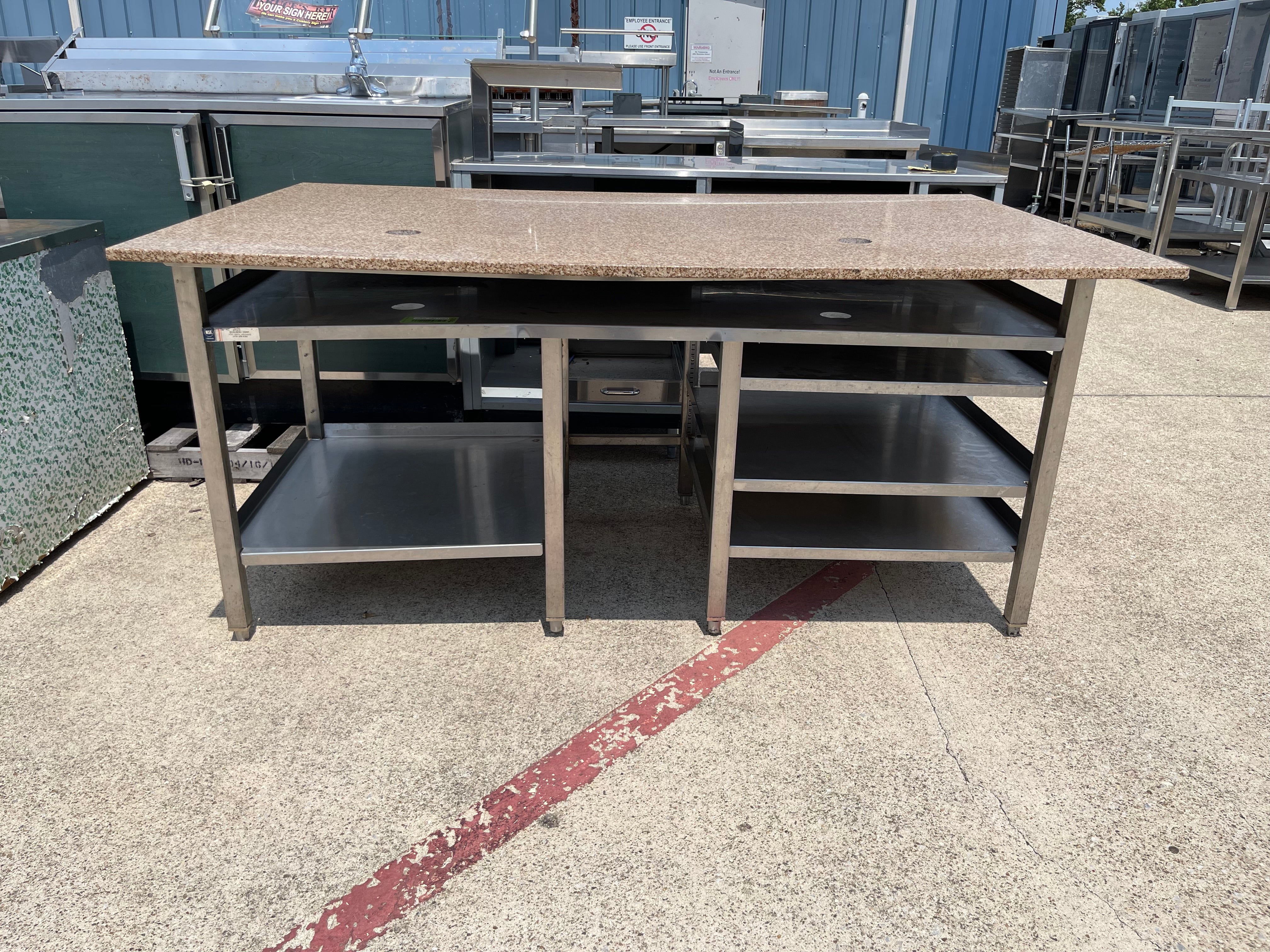 Used 69"x41" Stainless Steel Baking/Candy Table with 3/4" Marble Top - SS55