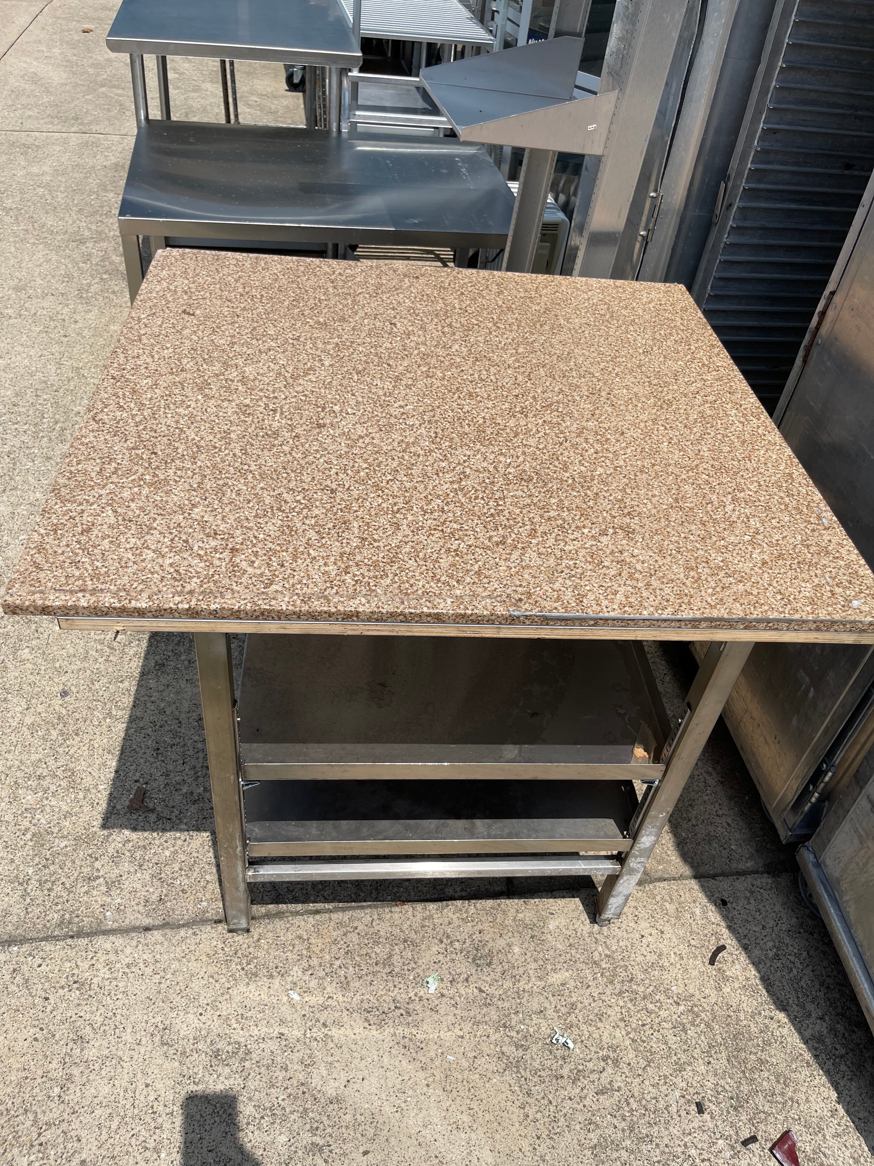 Used 41.5"x40" Stainless Steel Baking/Candy Table with 3/4" Marble Top - SS54