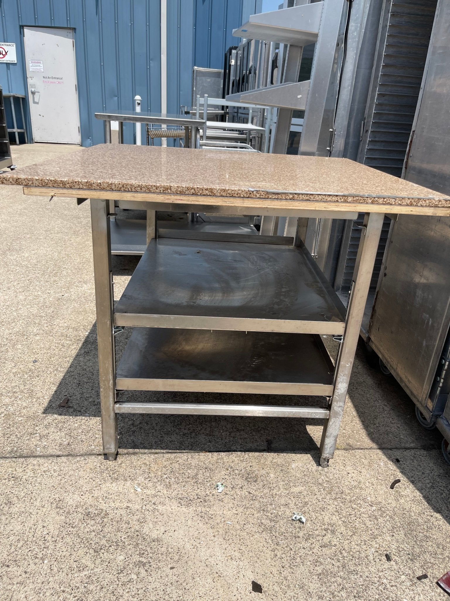 Used 41.5"x40" Stainless Steel Baking/Candy Table with 3/4" Marble Top - SS54 - Falcon Restaurant Supply - 2