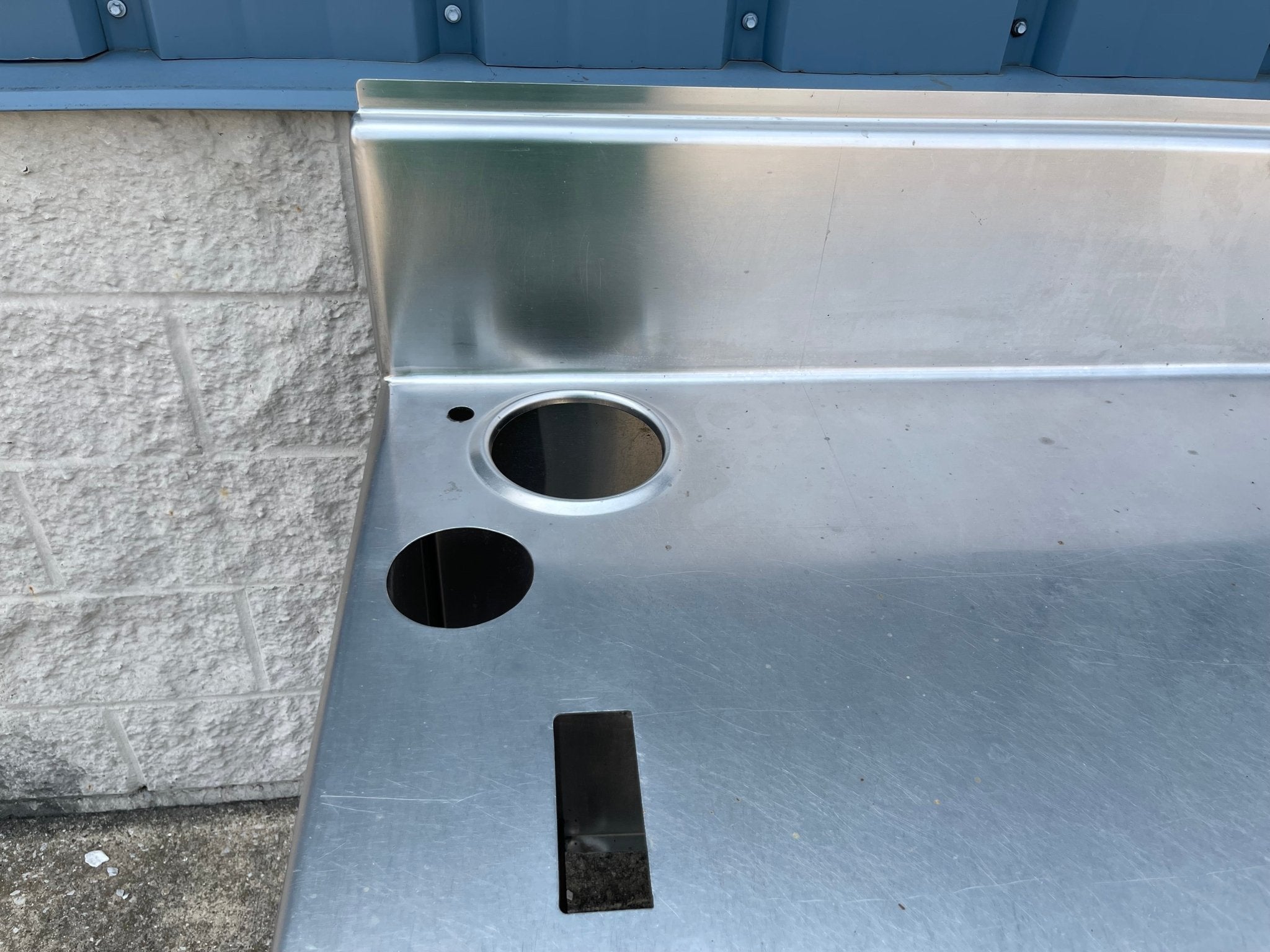 Used 96" Stainless Steel Table Counter with Shelves and Tray Rack - SS37 - Falcon Restaurant Supply - 2