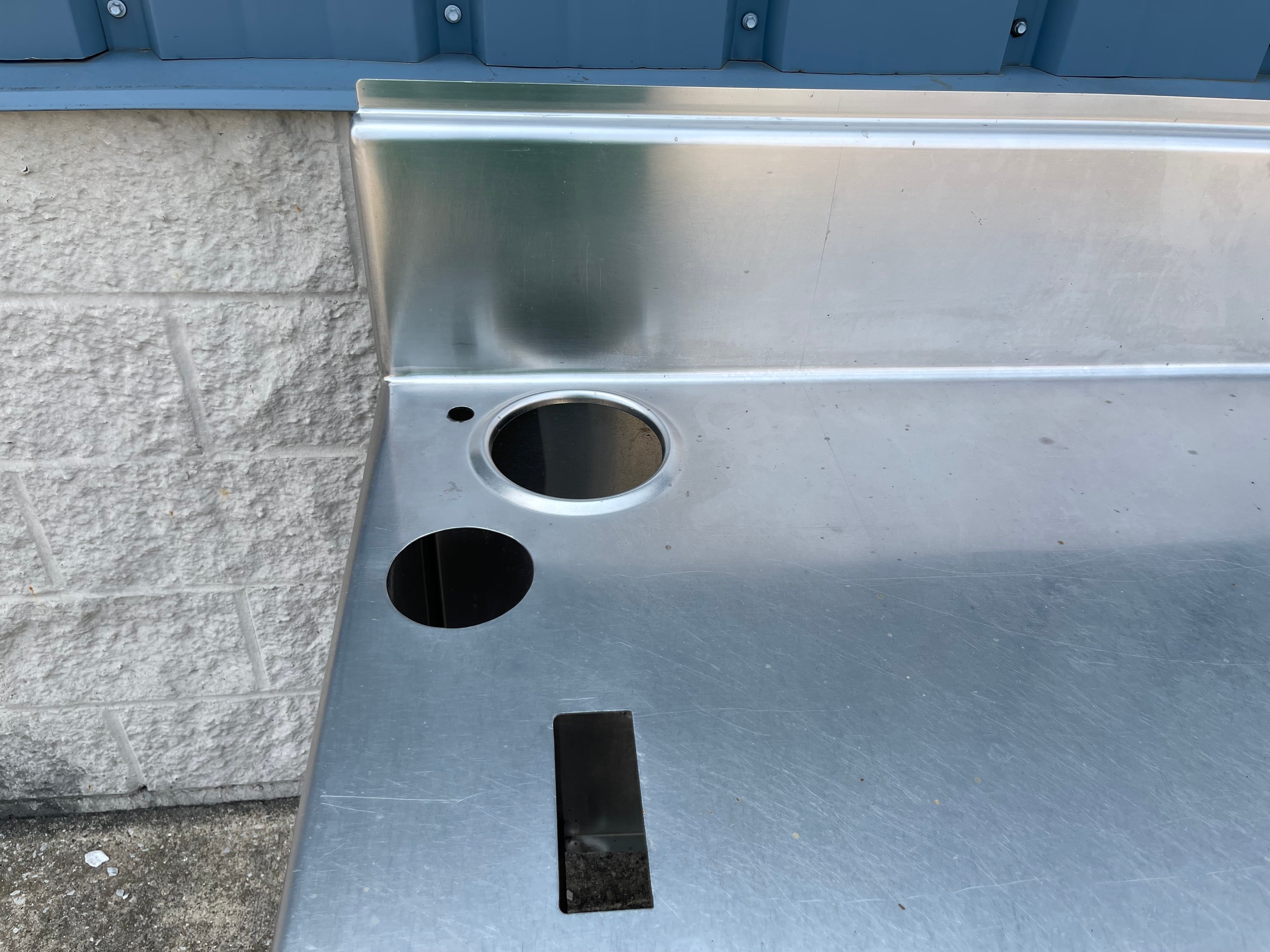 Used 96" Stainless Steel Table Counter with Shelves and Tray Rack - SS37