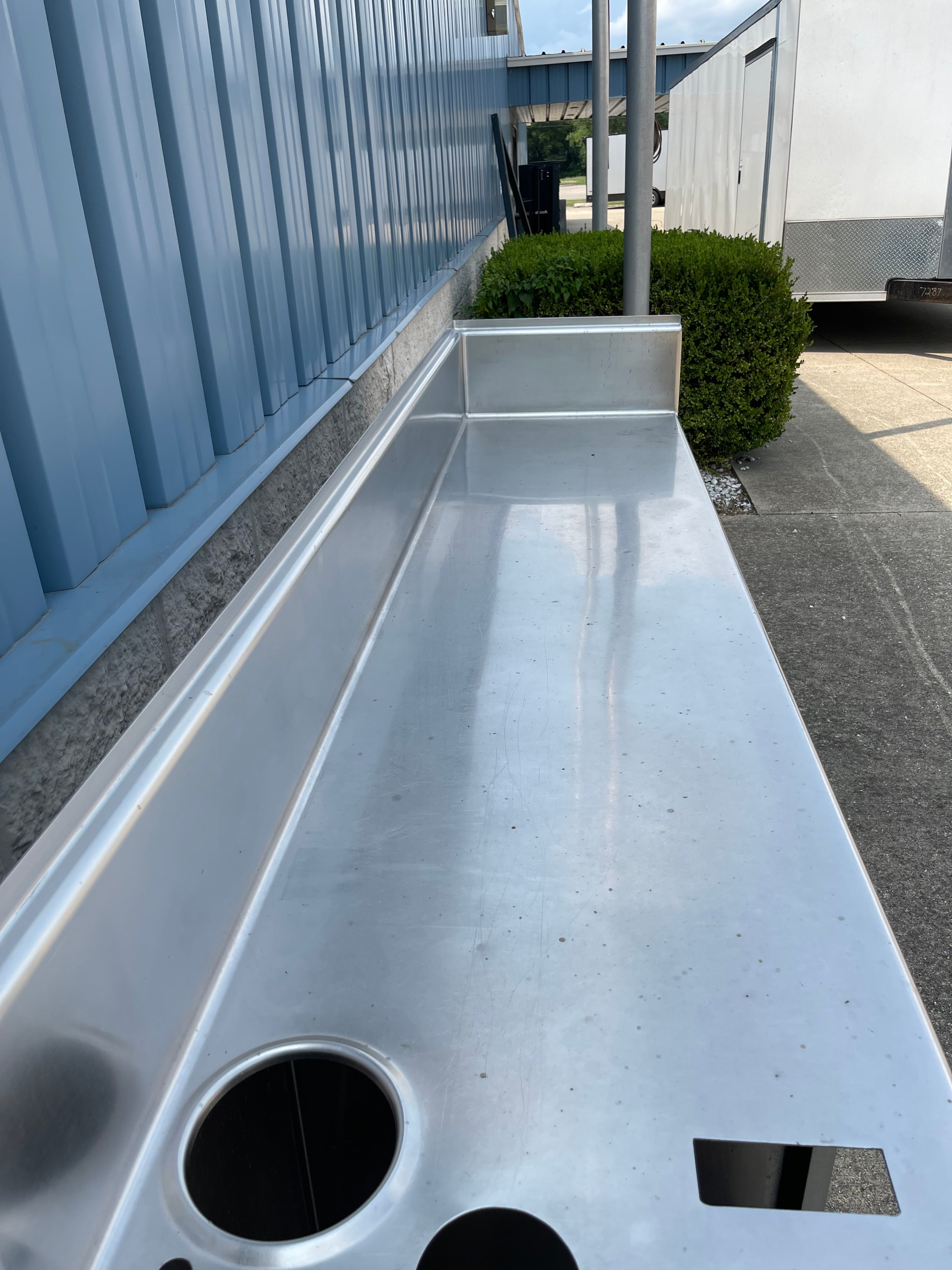 Used 96" Stainless Steel Table Counter with Shelves and Tray Rack - SS37