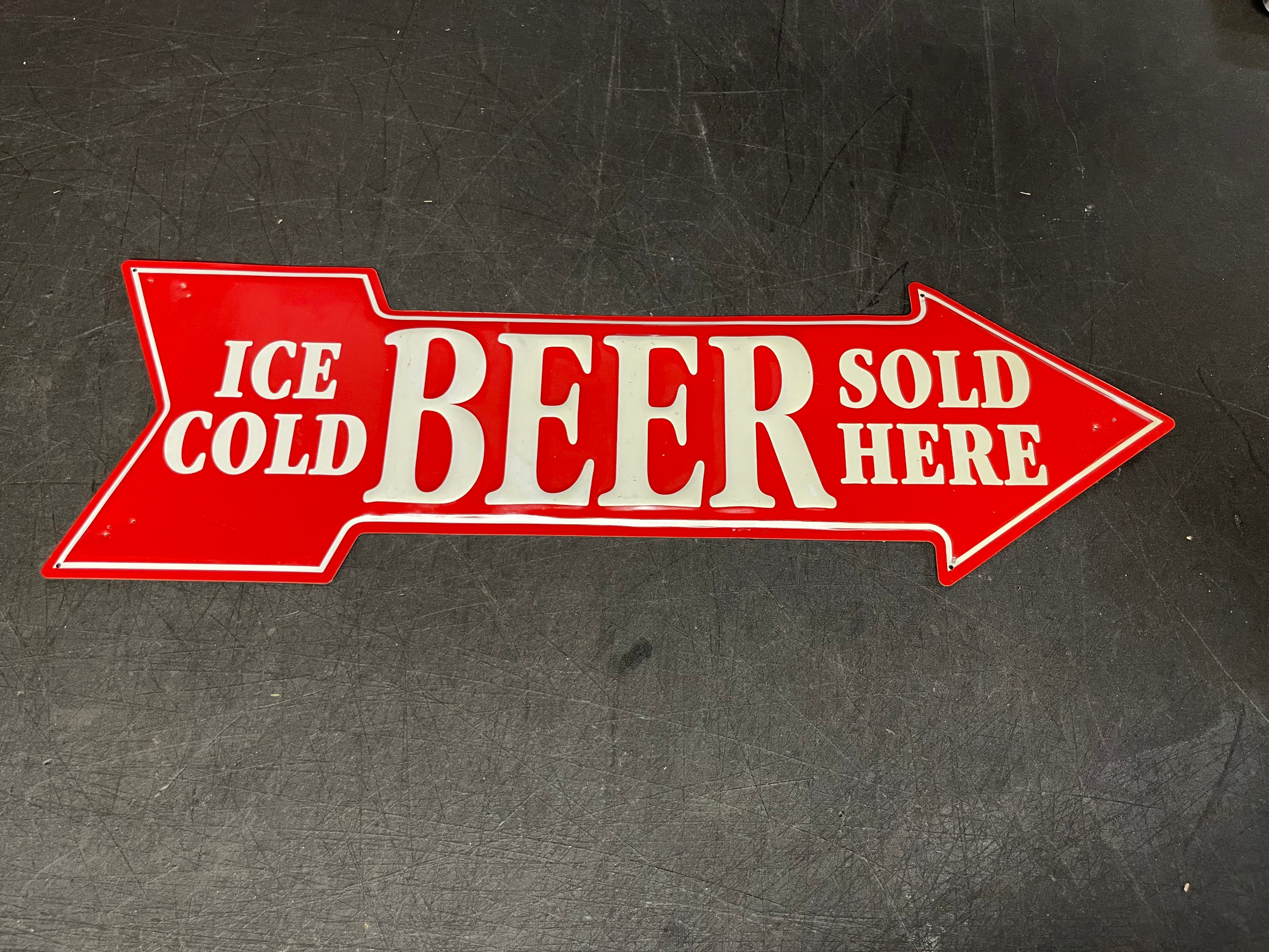 Used Cold Beer Metal Arrow Sign