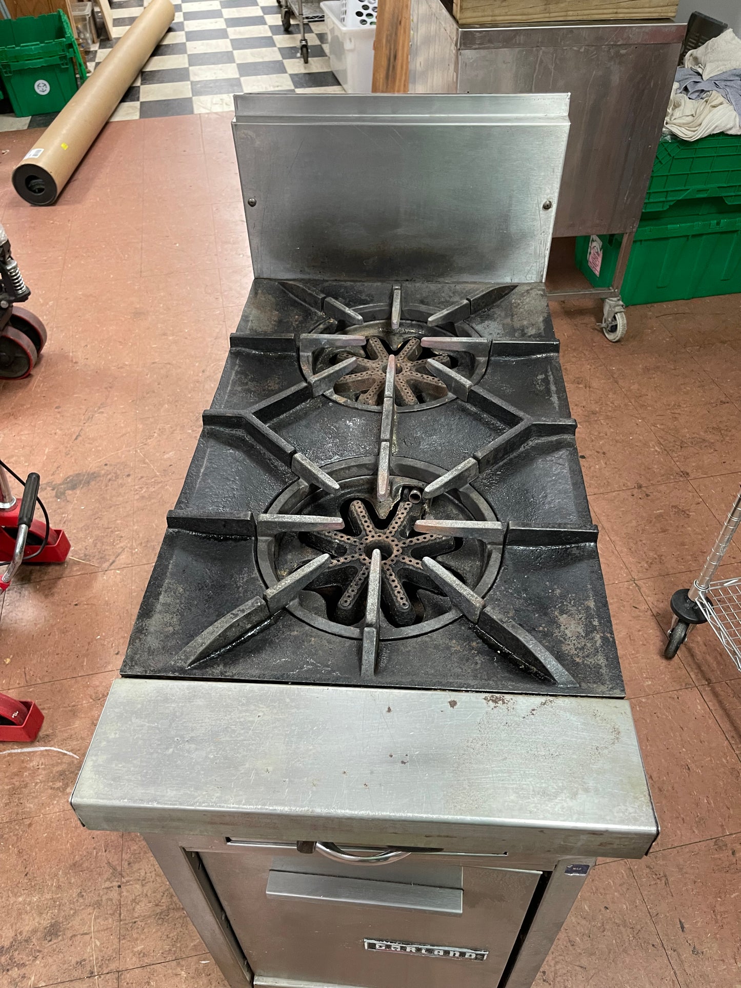 Used Garland 2 Burner 17" Commercial Natural Gas Stove with Cabinet Base