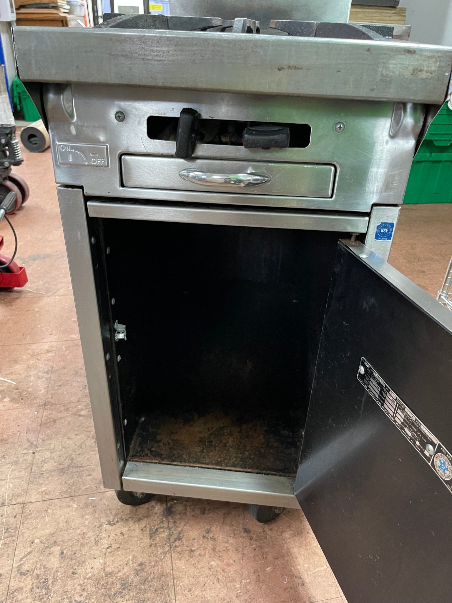 Used Garland 2 Burner 17" Commercial Natural Gas Stove with Cabinet Base - Falcon Restaurant Supply - 3