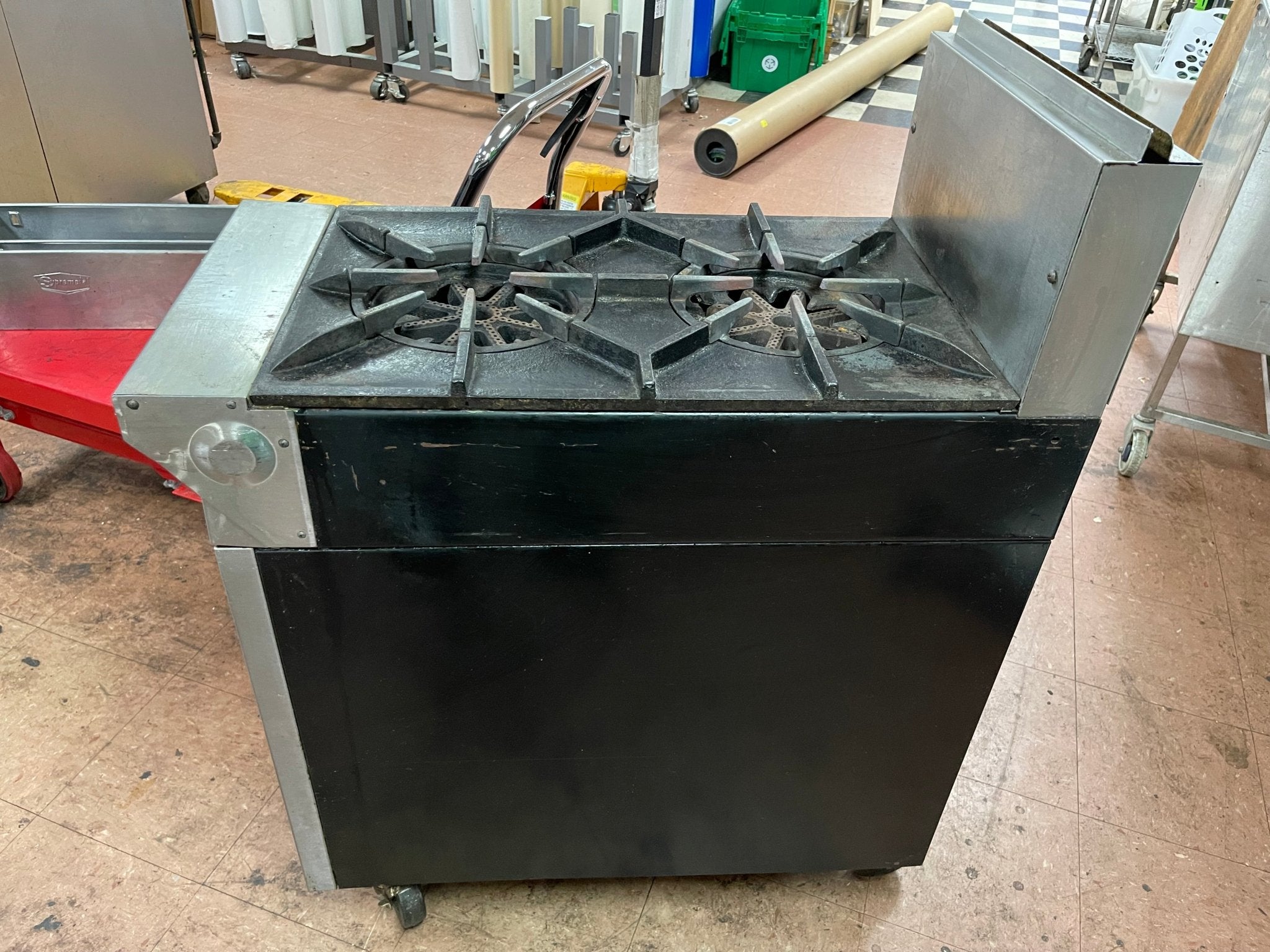 Used Garland 2 Burner 17" Commercial Natural Gas Stove with Cabinet Base - Falcon Restaurant Supply - 5
