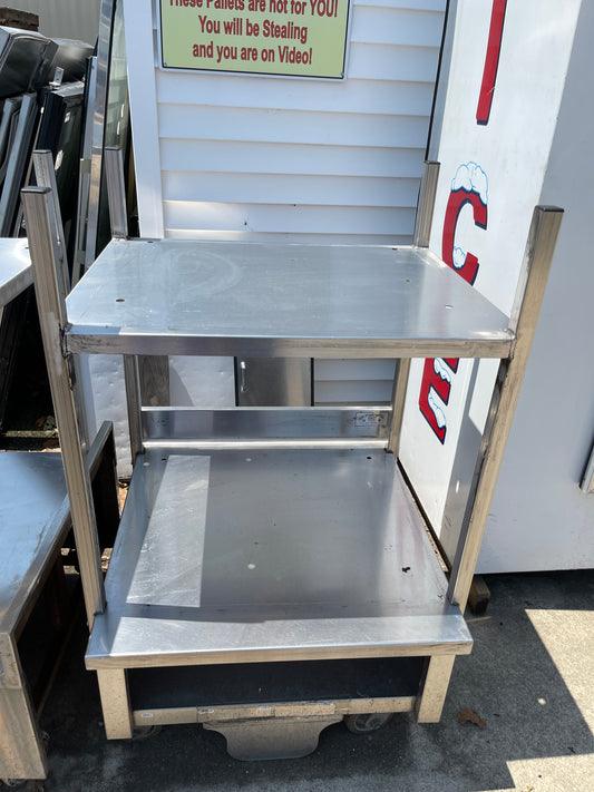 Used Stainless Commercial Equipment Double Oven Stand Stack with Caster Wheels - SS86