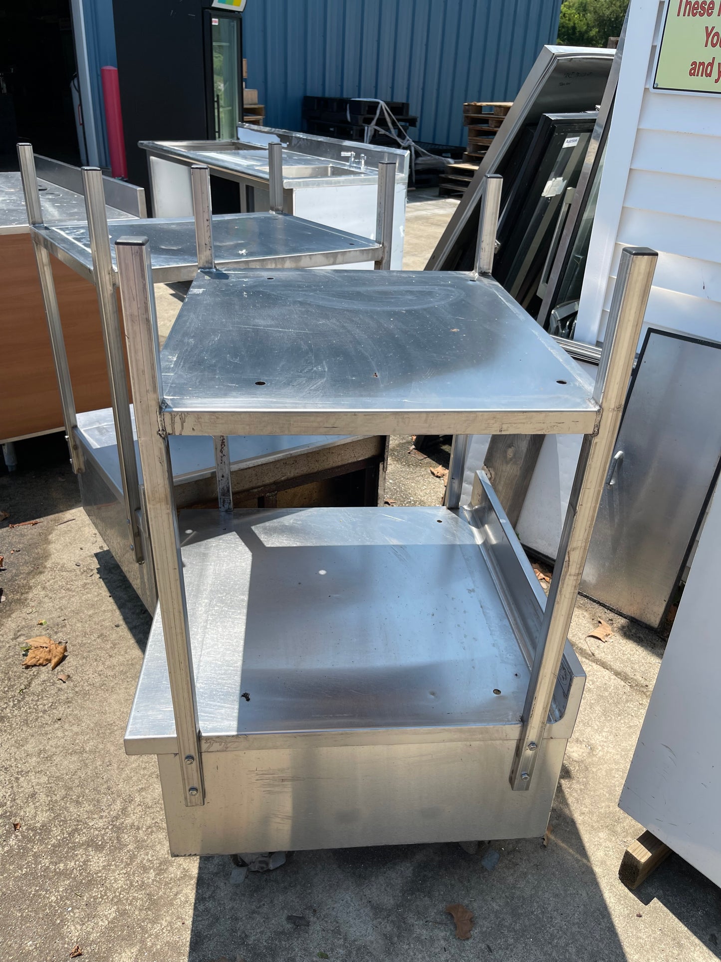 Used Stainless Commercial Equipment Double Oven Stand Stack with Caster Wheels - SS86