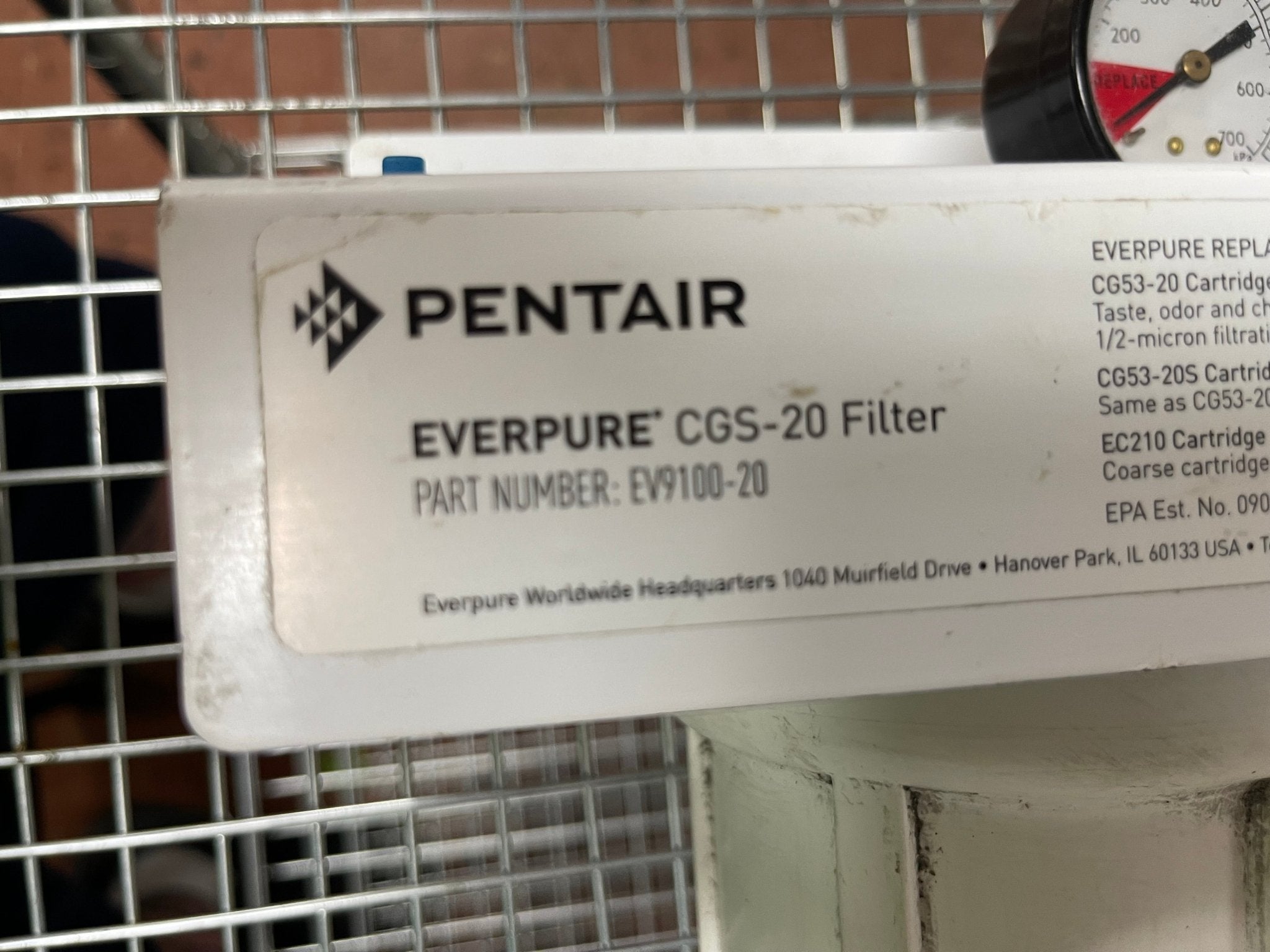 Used Everpure EV910020 CGS - 20 Single Commercial Water Filter Housing with Gauge - Falcon Restaurant Supply - 4