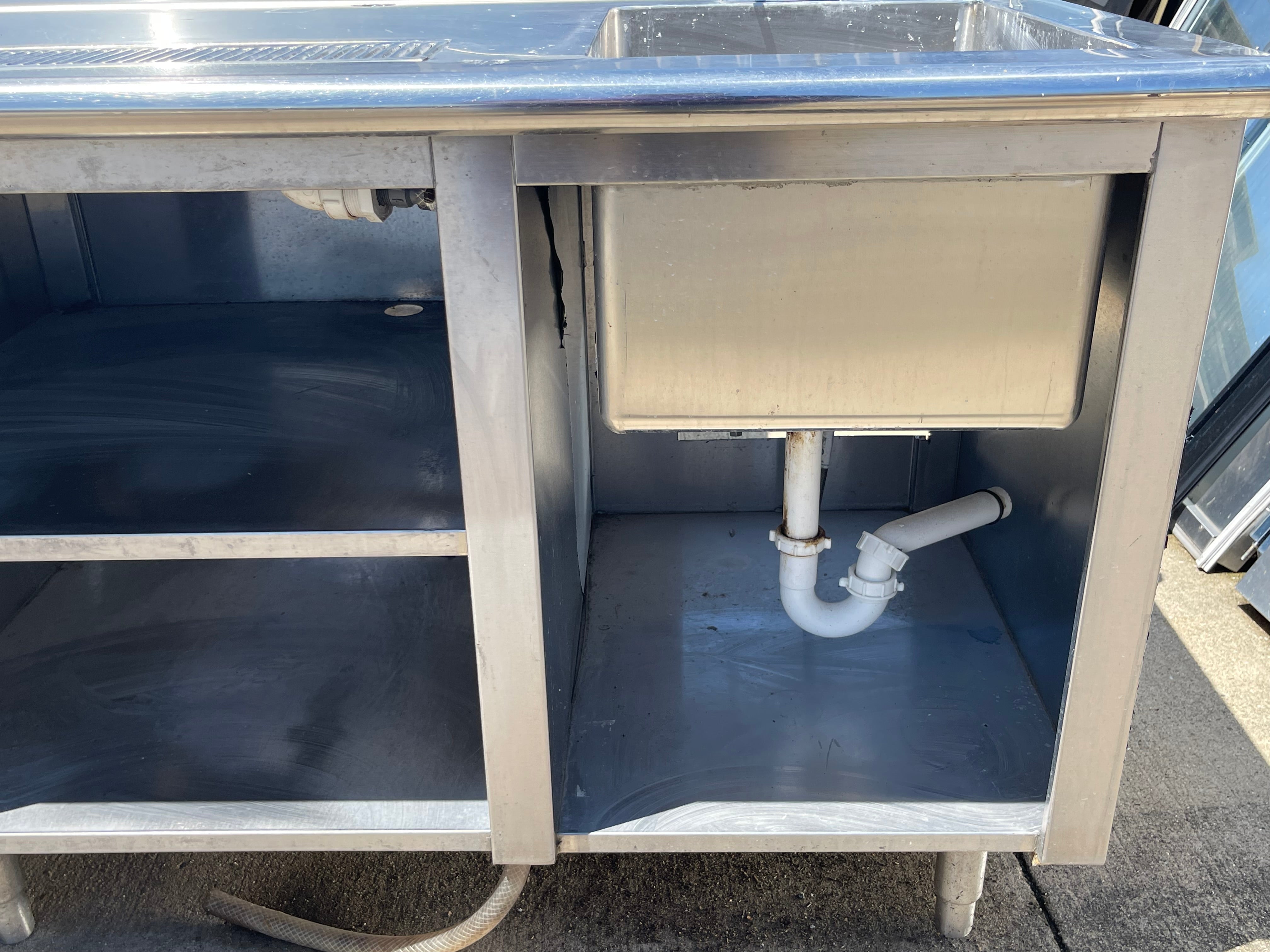 Used 79"x 30" Stainless Steel Beverage Drink Station with Sink and Drip Tray Drain - SS1