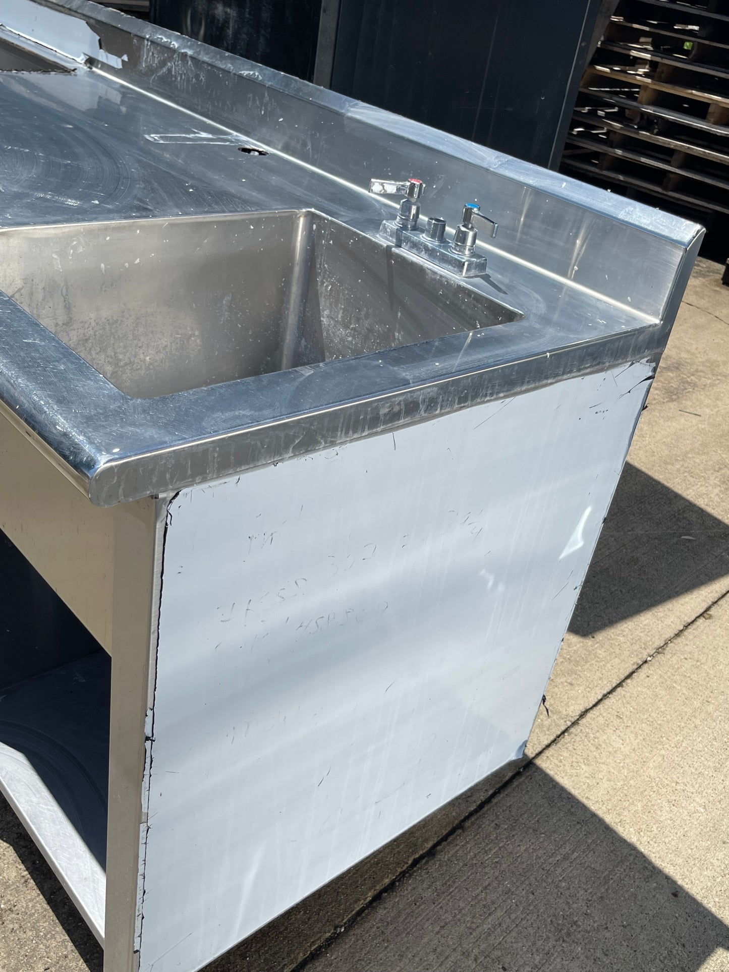 Used 79"x 30" Stainless Steel Beverage Drink Station with Sink and Drip Tray Drain - SS1