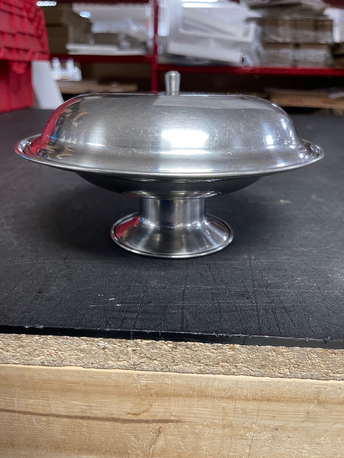 Used Stainless Steel Vollrath 8.5" Compote Serving  Dish with 8" Dome Lid