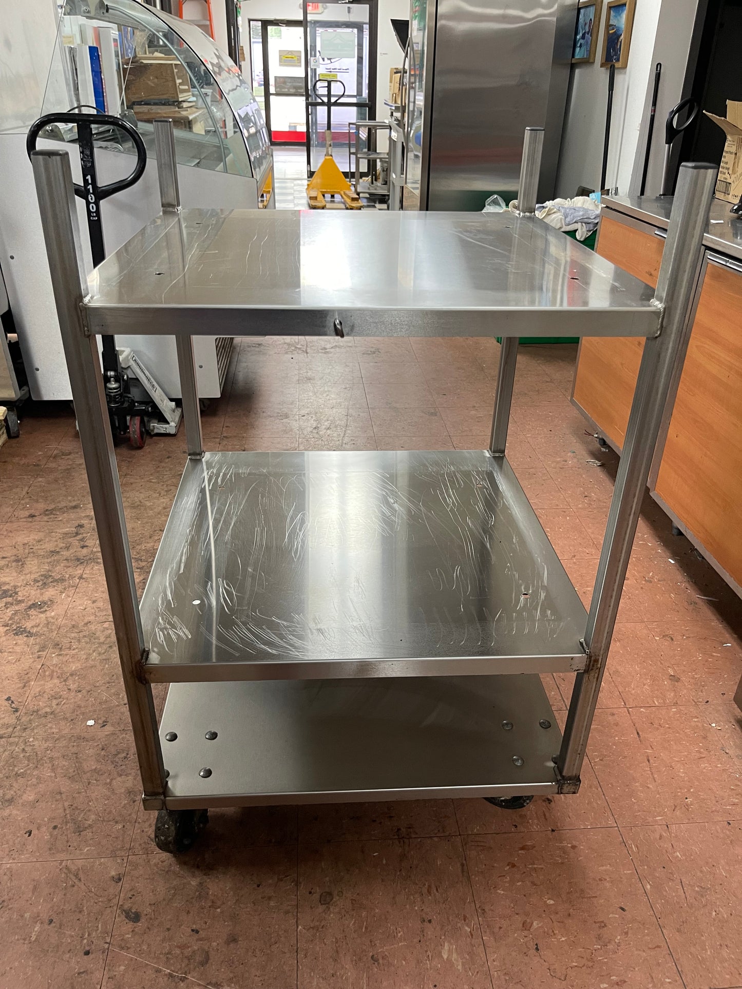 Used Stainless Commercial Double Oven Equipment Stand with Caster Wheels