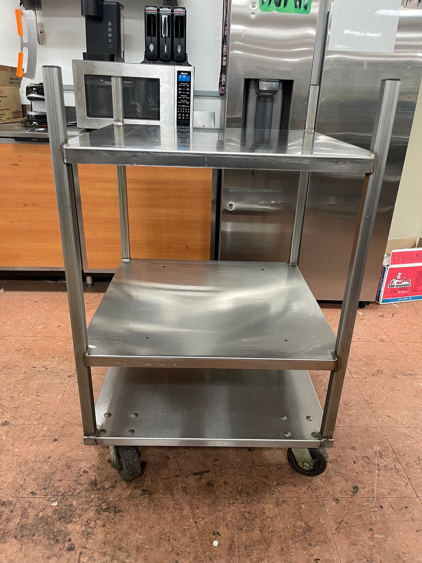 Used Stainless Commercial Double Oven Equipment Stand with Caster Wheels